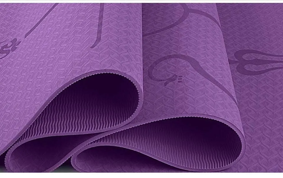 1830*610*6mm TPE Yoga Mat with Position Line Non Slip Carpet Mat For Beginner Environmental Fitness Gymnastics Mats with Carry Bag