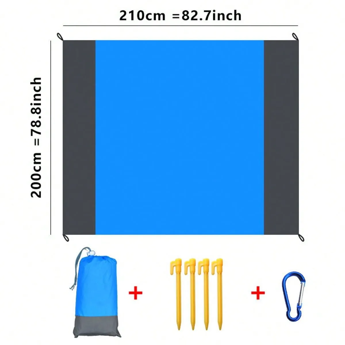 1pc New Outdoor Waterproof And Foldable Picnic Mat With Pocket, Made Of Polyester Grid Fabric, For Camping And Beach