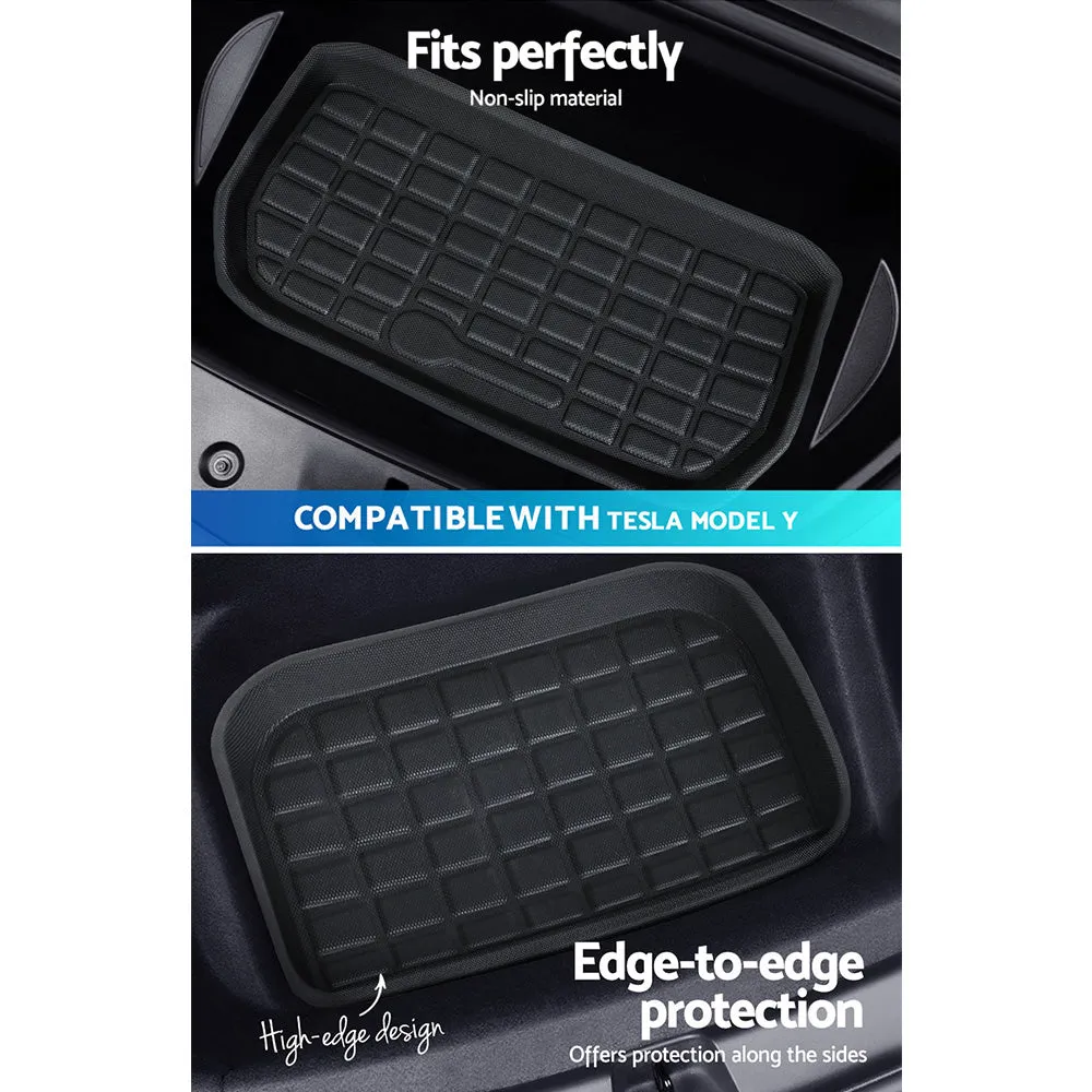 3PCS Car Rear Front Cargo Trunk Toolbox Luggage Rubber Mats for Tesla Model Y 2021-2023