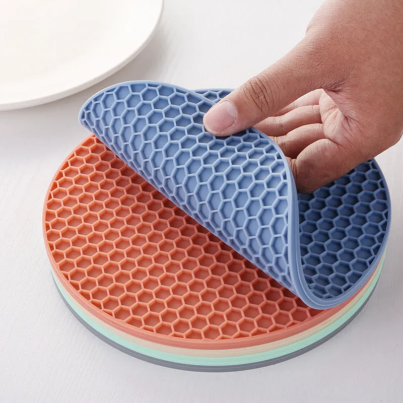 4pack Non Slip Silicone Hot Pads Mat-Blue