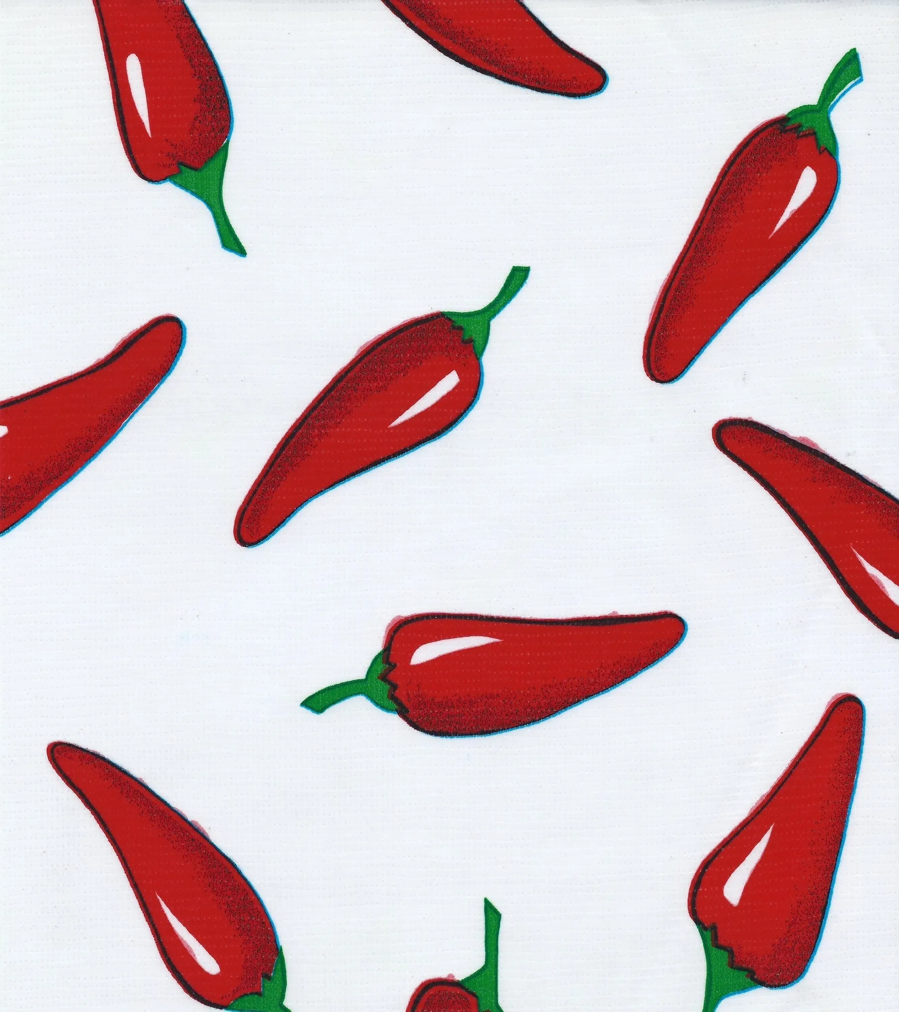 60" Round Oilcloth Tablecloth in Chili Pepper on White