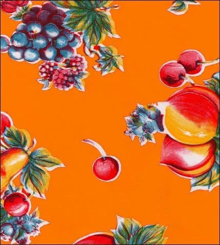 60" Round Oilcloth Tablecloths in Retro Orange