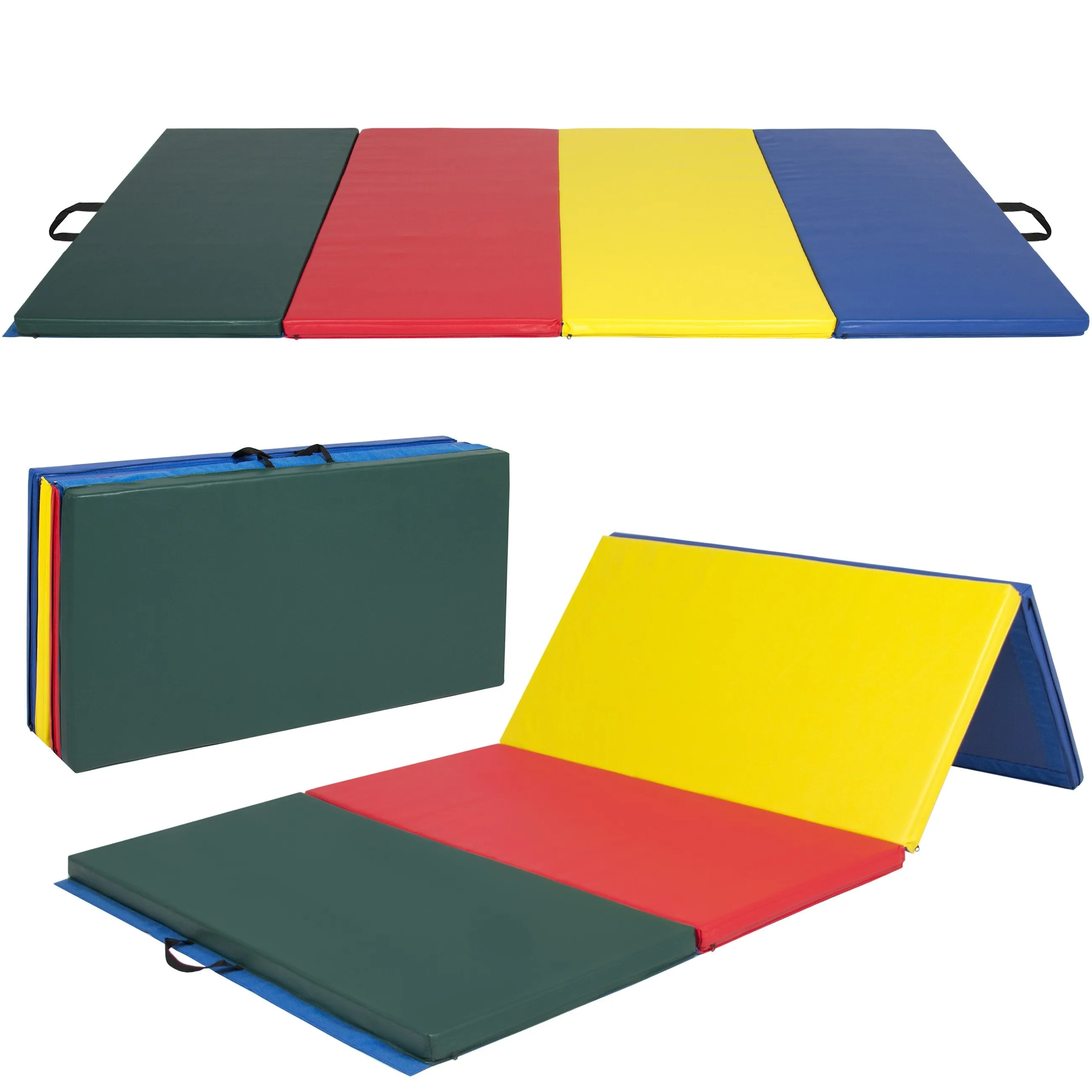 8ft 4-Panel Folding Foam Gym Exercise Floor Mat w/ Carrying Handles