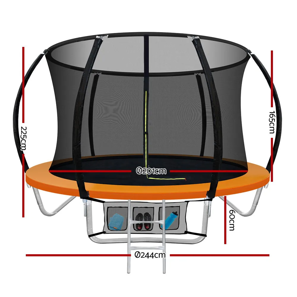 8FT Anti-Graze Trampoline for Kids w/ Safety Net, Ladder - Everfit