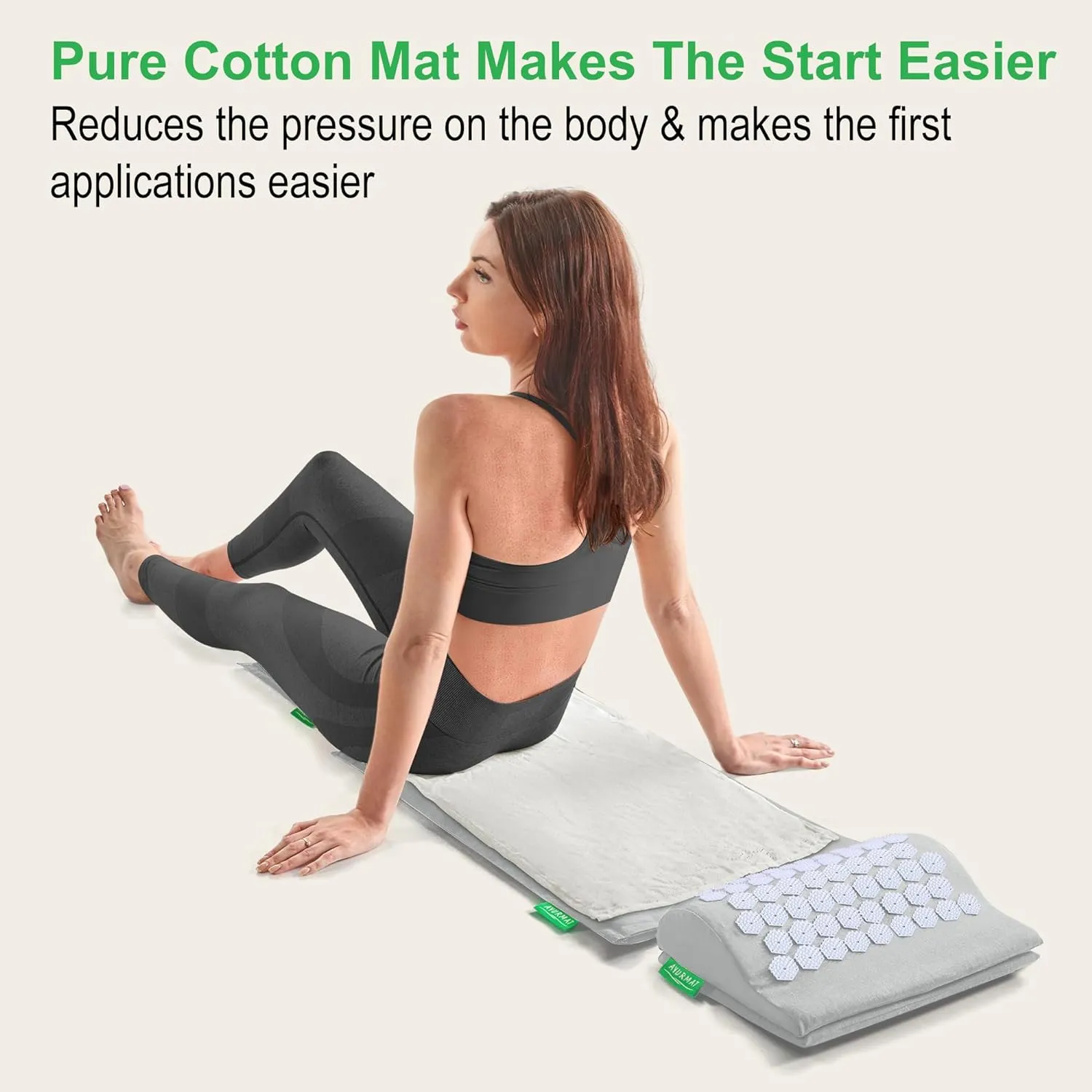 Acupressure Mat and Pillow Set, Natural Eco-Friendly Linen & Coconut Fiber,Ergonomic Design, Relieves Stress & Tension,with Carrying Bag