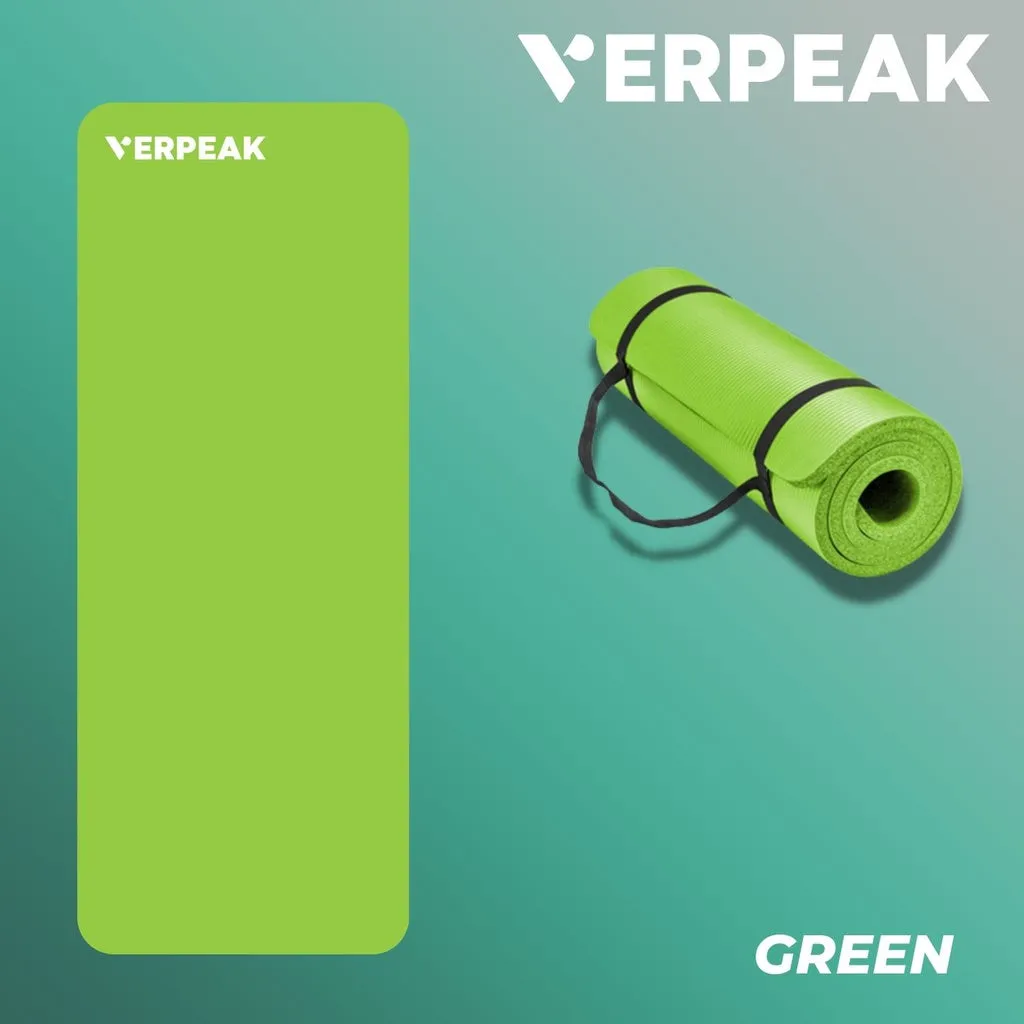 Anti-slip NBR Yoga Mat 1.5CM Green with Strap – Verpeak