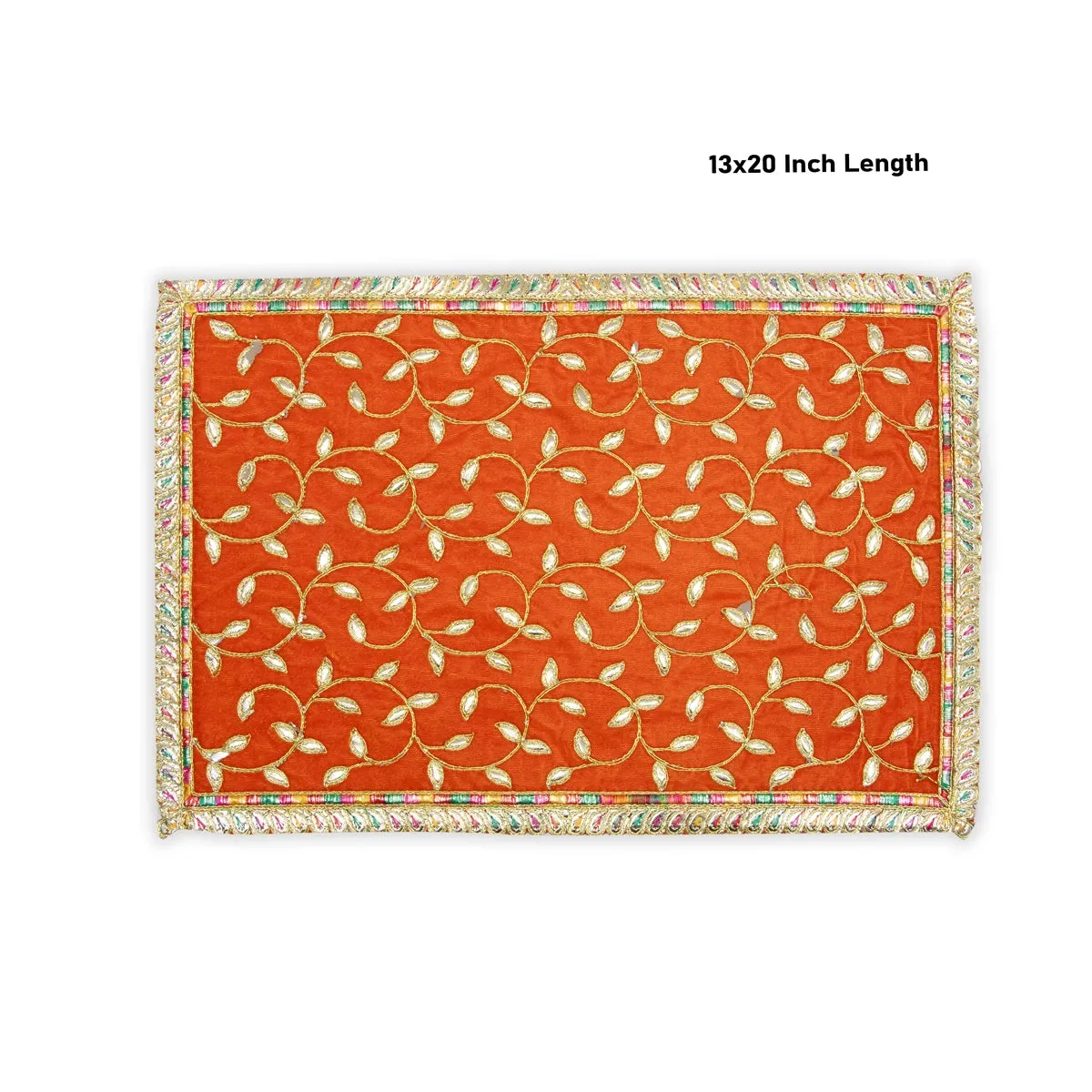 Asan Mat - 13 x 20 Inches | Velvet Aasan Mat/ Jari Border Pooja Aasan for Deity/ Assorted Colours/ 55 Gms Approx