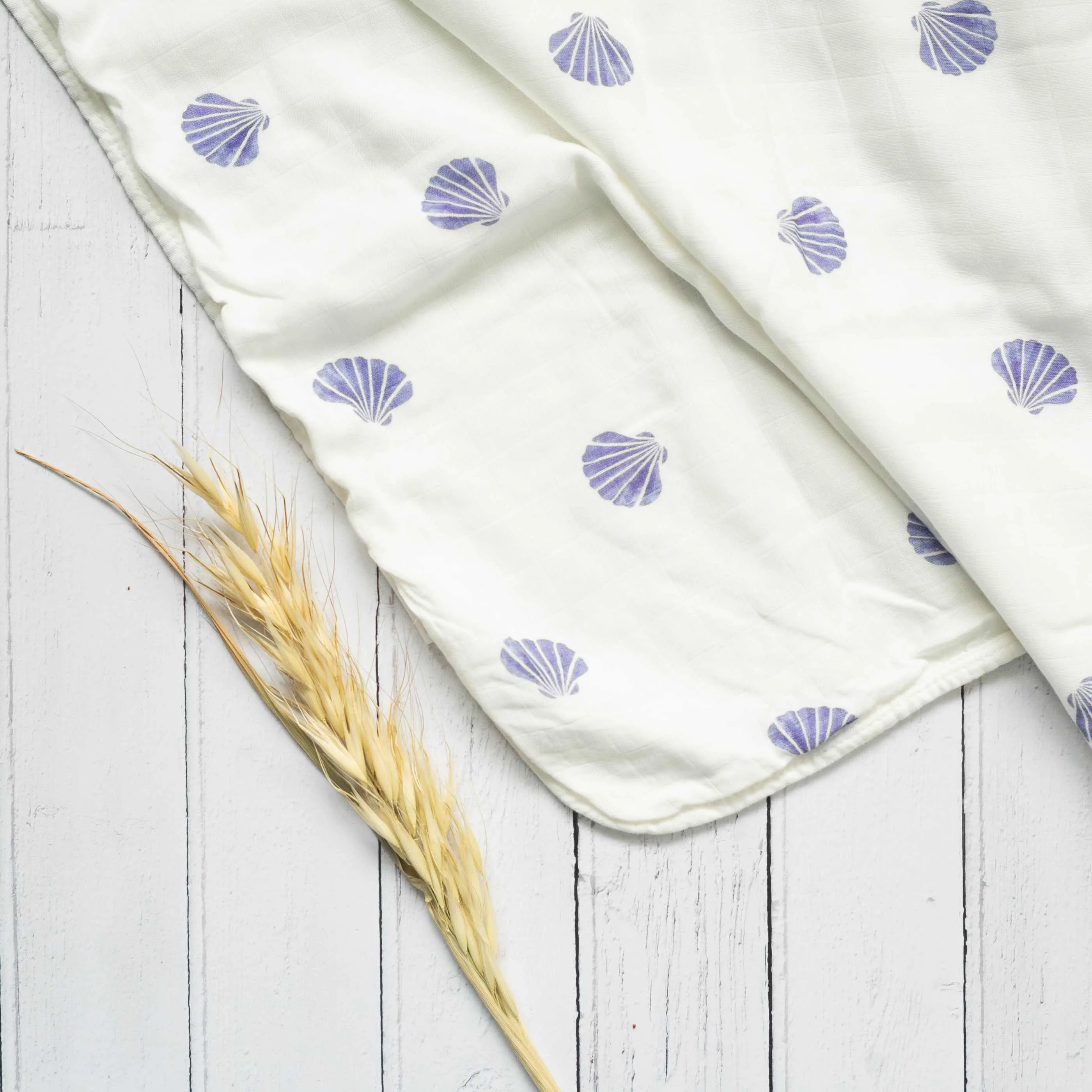 Beach Born Salcombe Ltd - Sea Shells Muslin Blanket