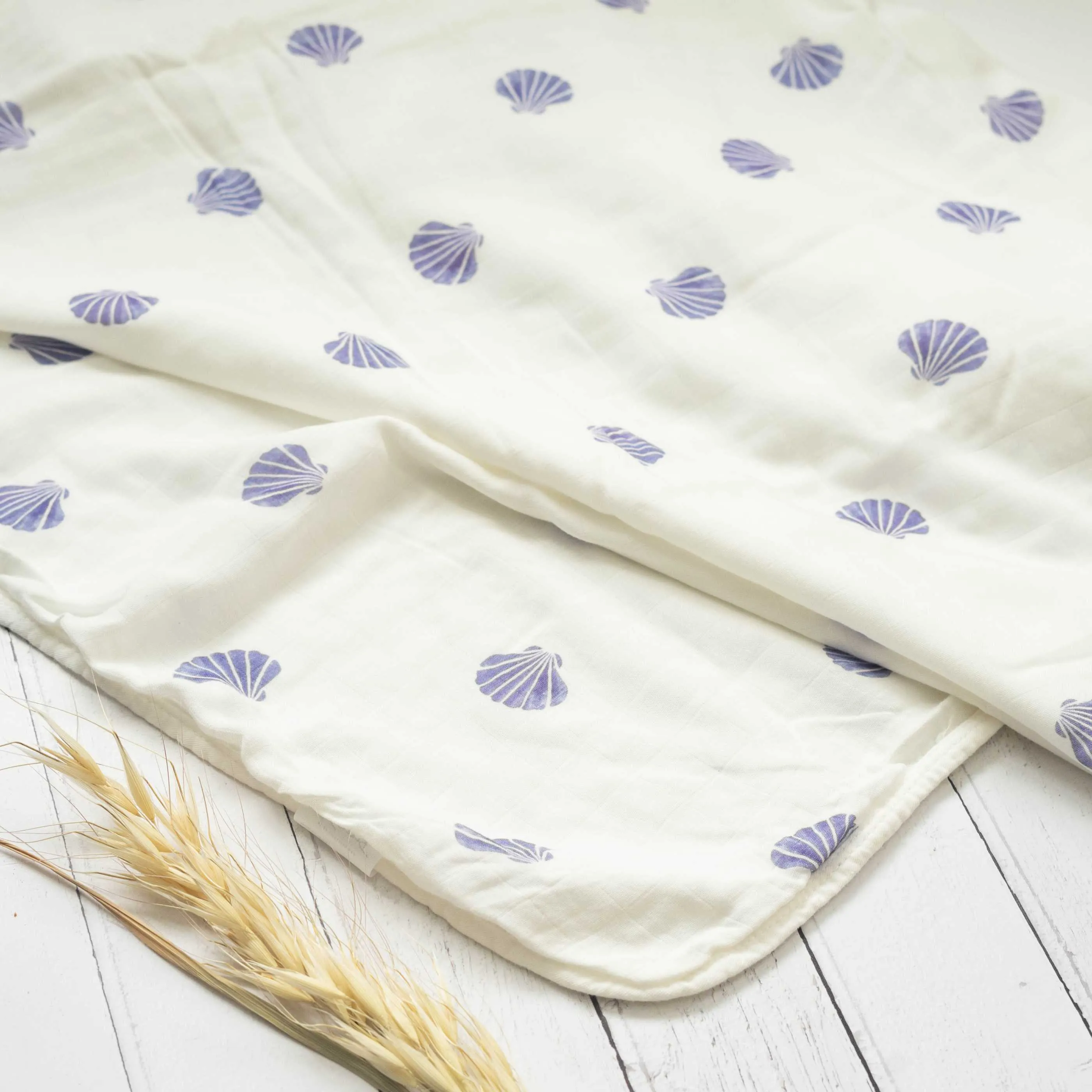 Beach Born Salcombe Ltd - Sea Shells Muslin Blanket