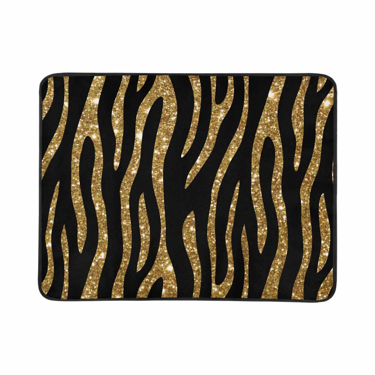 Black and Gold Glitter Leopard Print  Beach Mats 78"x 60"