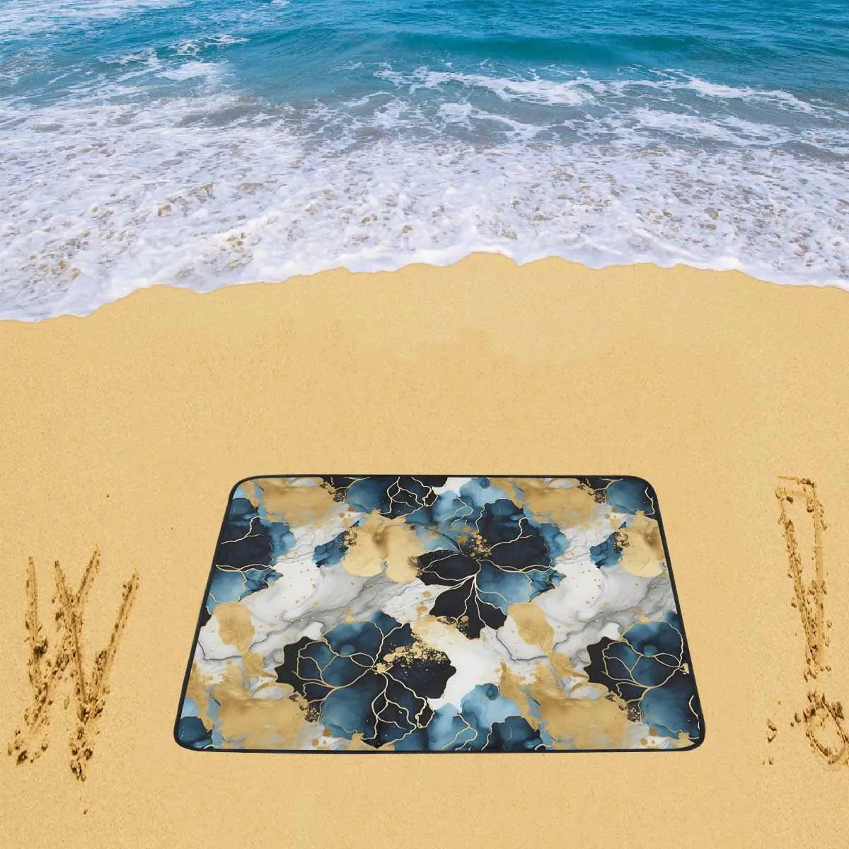 Blue Ink Floral  Beach Mats 78"x 60"