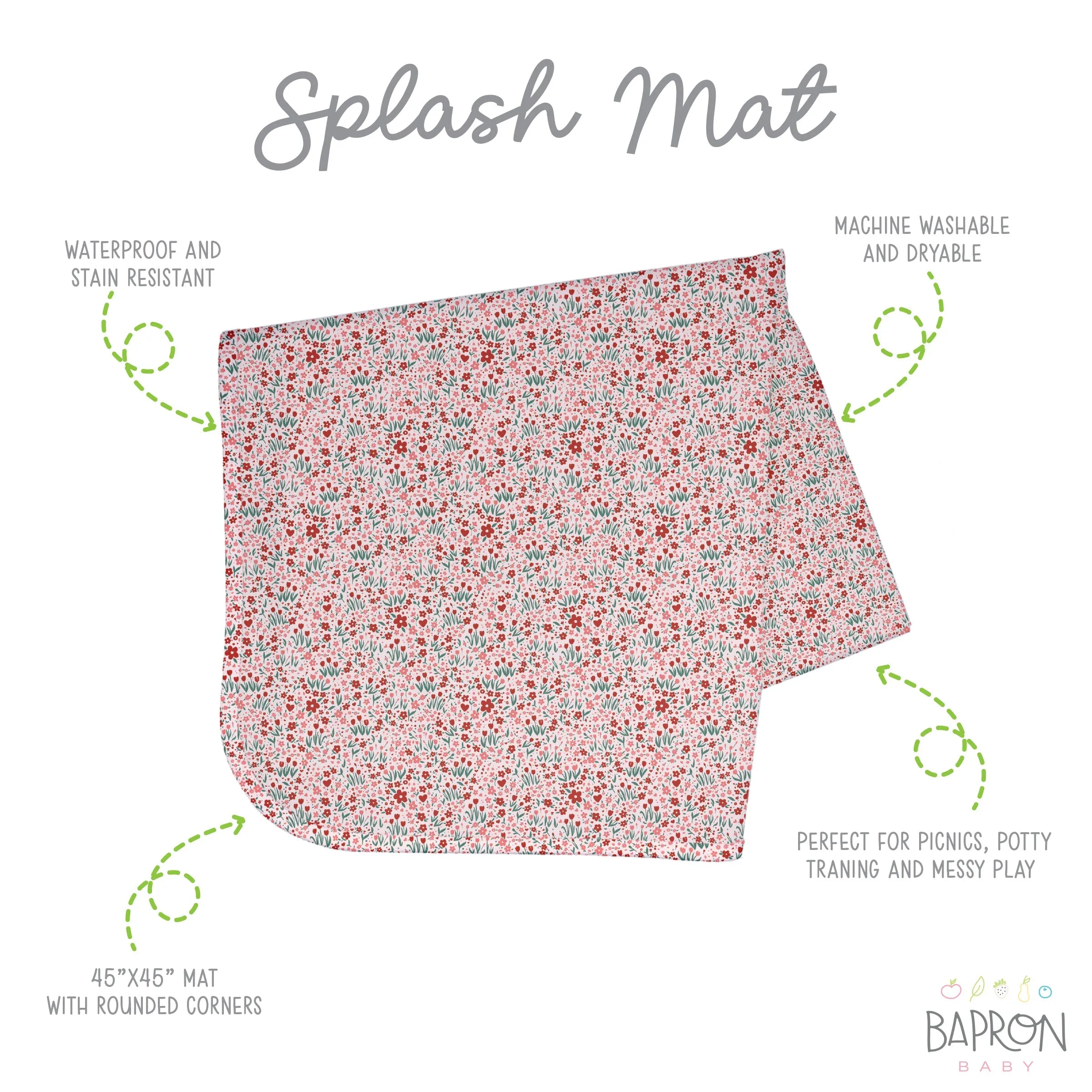 Blushing Blooms Splash Mat - A Waterproof Catch-all For Highchair Spills And More!