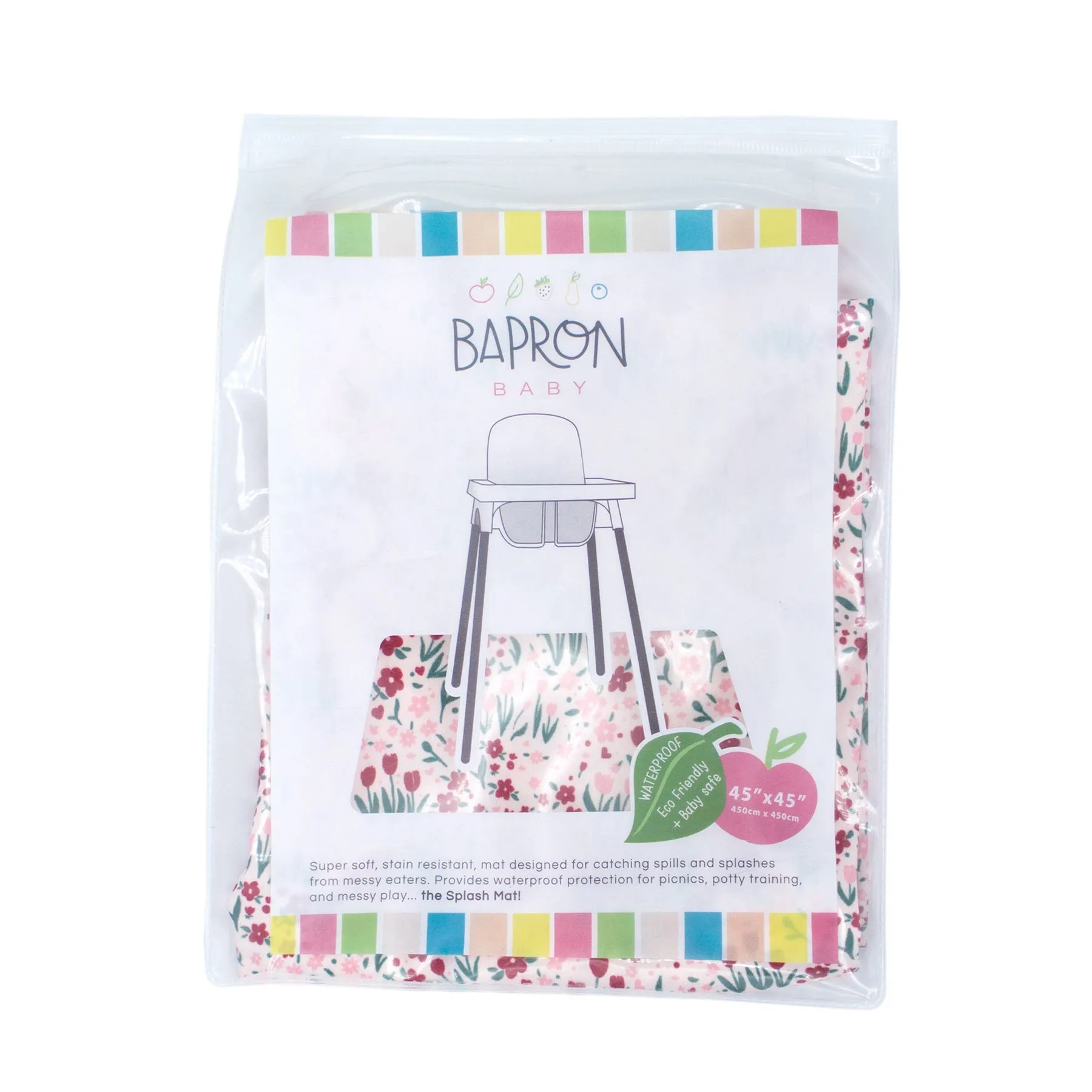 Blushing Blooms Splash Mat - A Waterproof Catch-all For Highchair Spills And More!