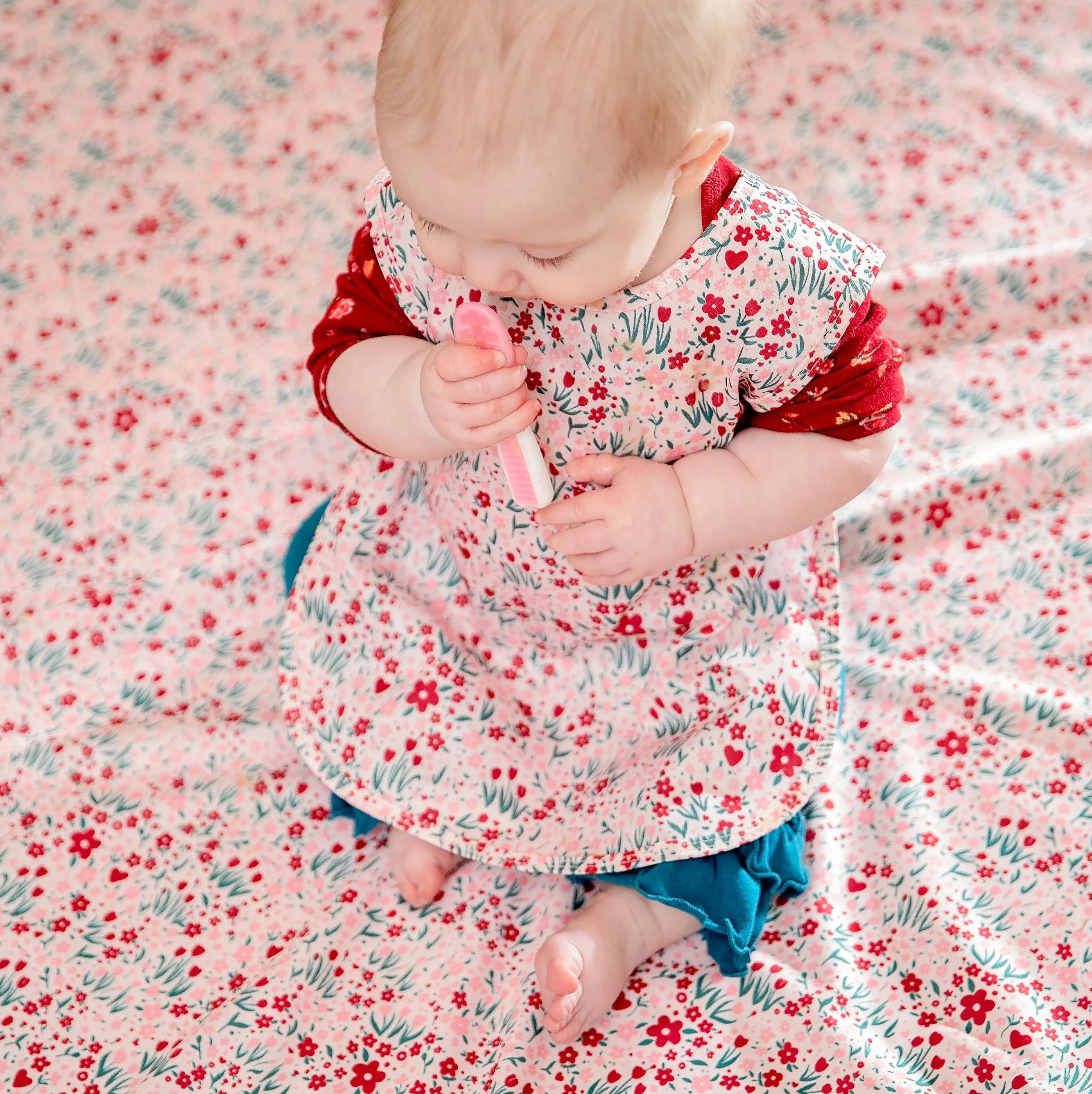 Blushing Blooms Splash Mat - A Waterproof Catch-all For Highchair Spills And More!