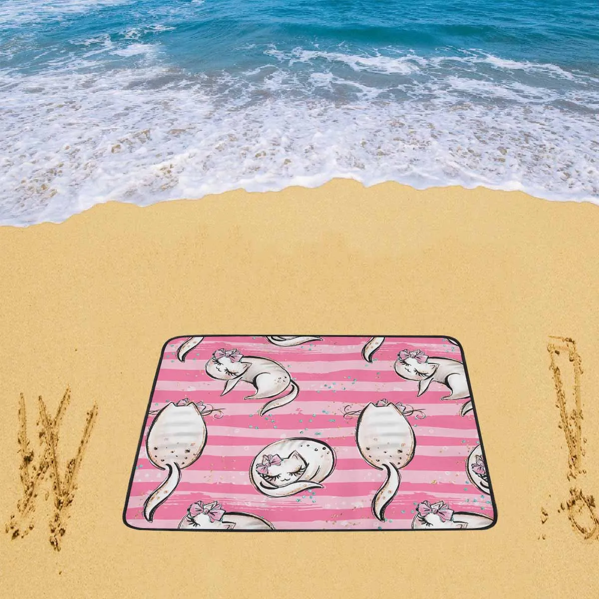 Cats Pink@2x  Beach Mats 78"x 60"