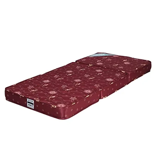 COLOFLY Three Fold 4 inch High Density Soft Bounce PU Foam Mattress Maroon (Single 72x35x4 inch)