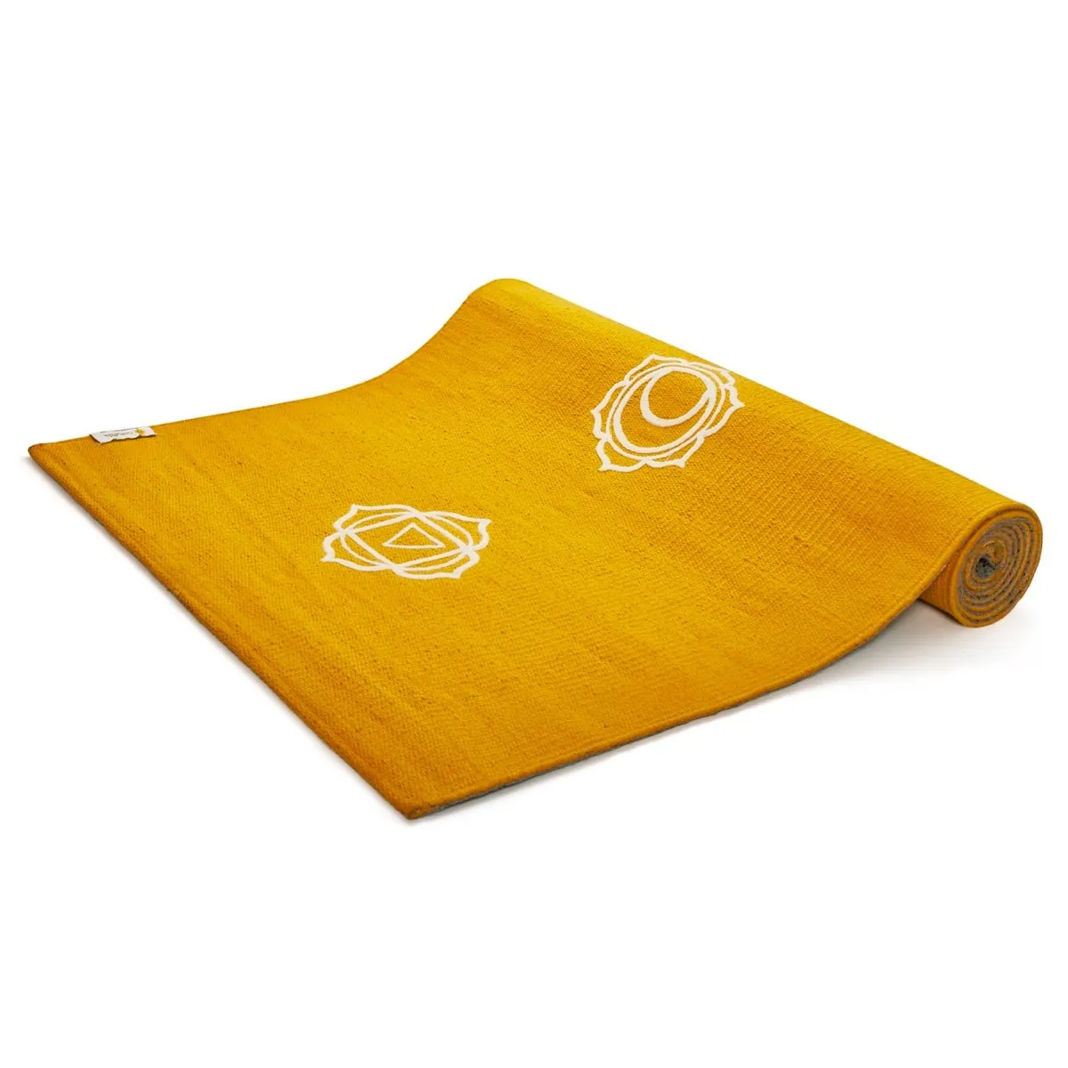 Cotton Yoga Mat- Chakras- High Grip- Yellow- 24 inches