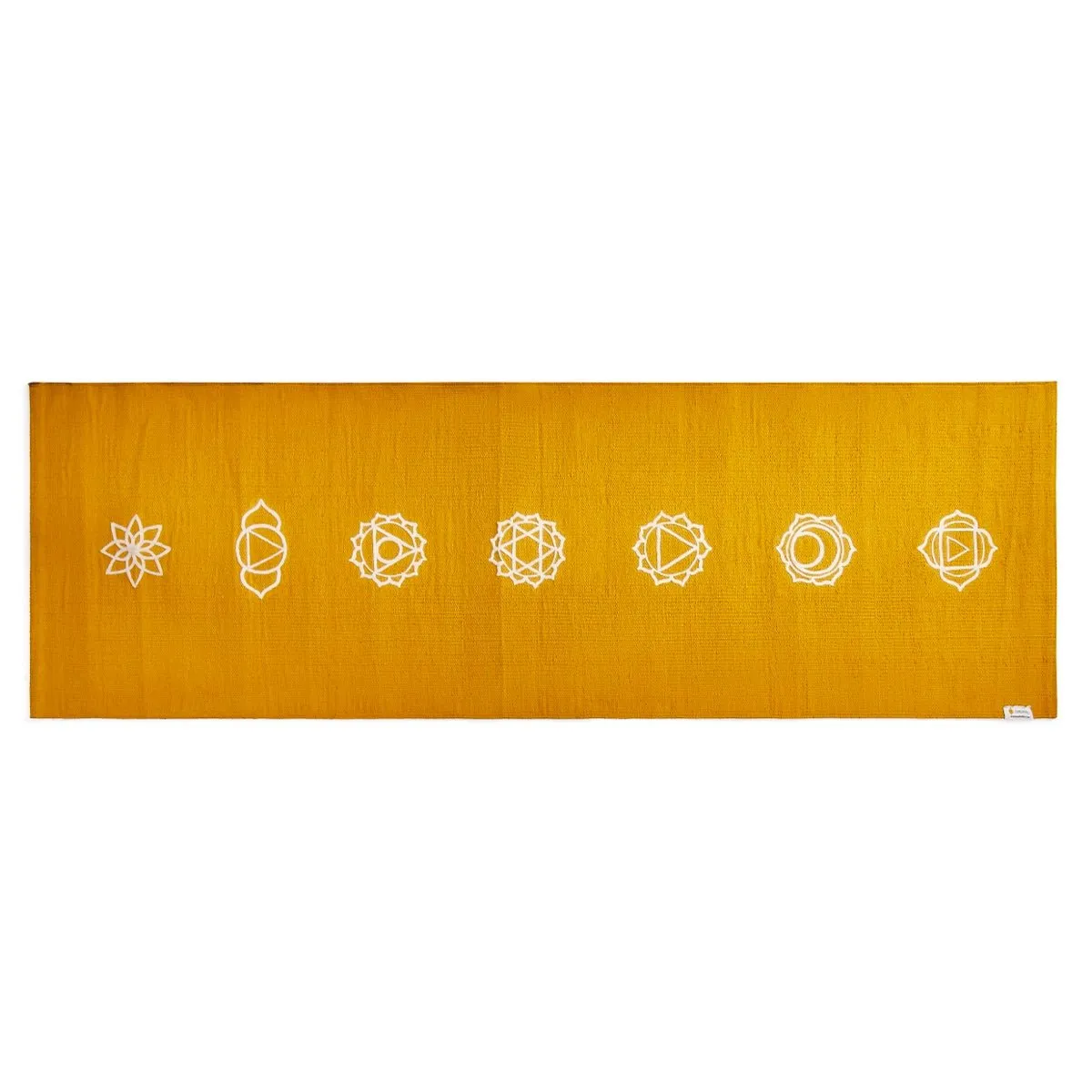 Cotton Yoga Mat- Chakras- High Grip- Yellow- 24 inches