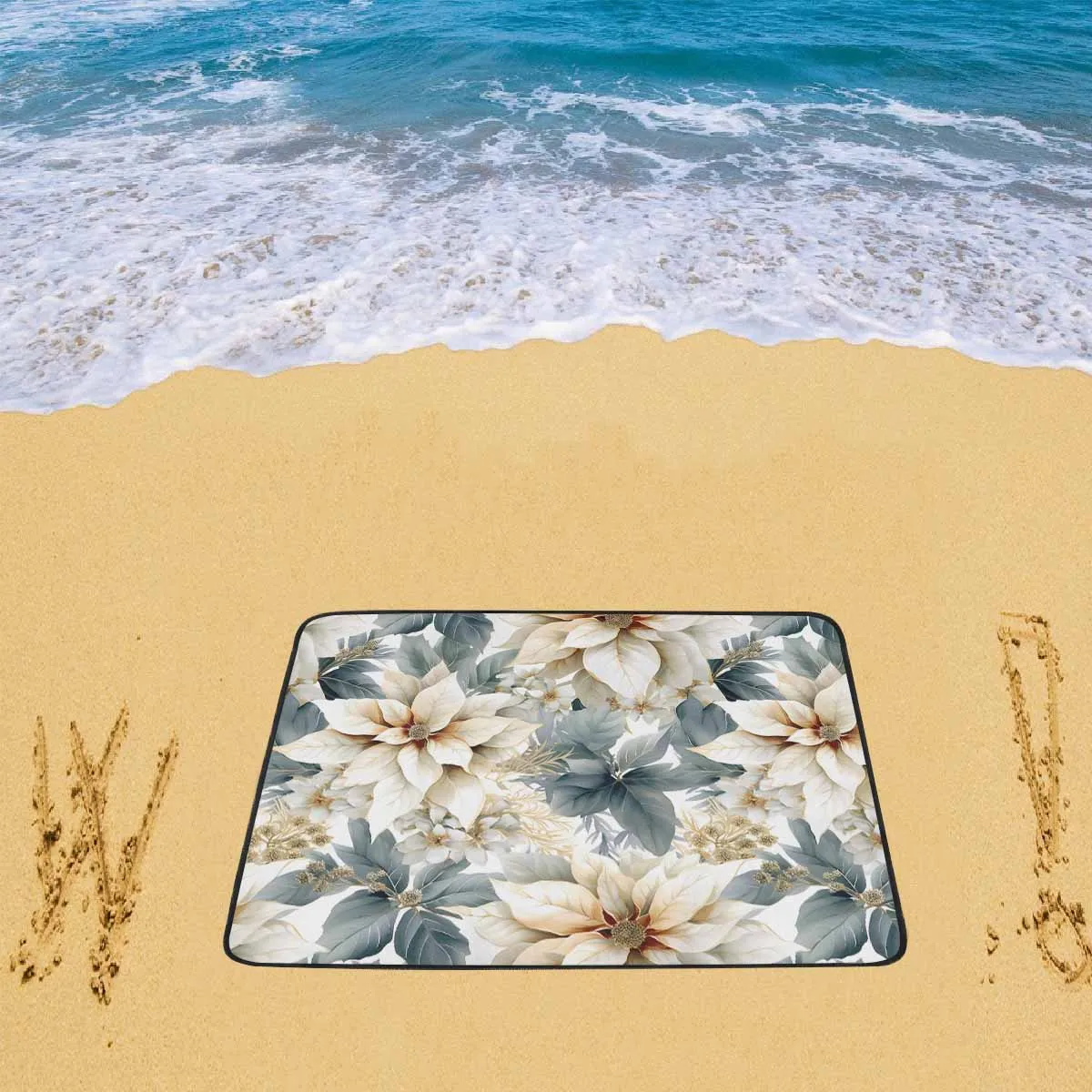 Cream Poinsettia  Beach Mats 78"x 60"