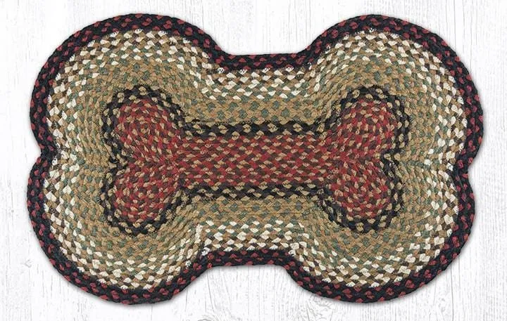 Dog Bone Braided Pet Rug - Burgundy and Mustard