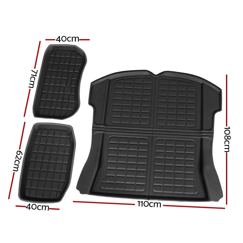 Durable Rubber Cargo Trunk Mats Set for Tesla Model 3