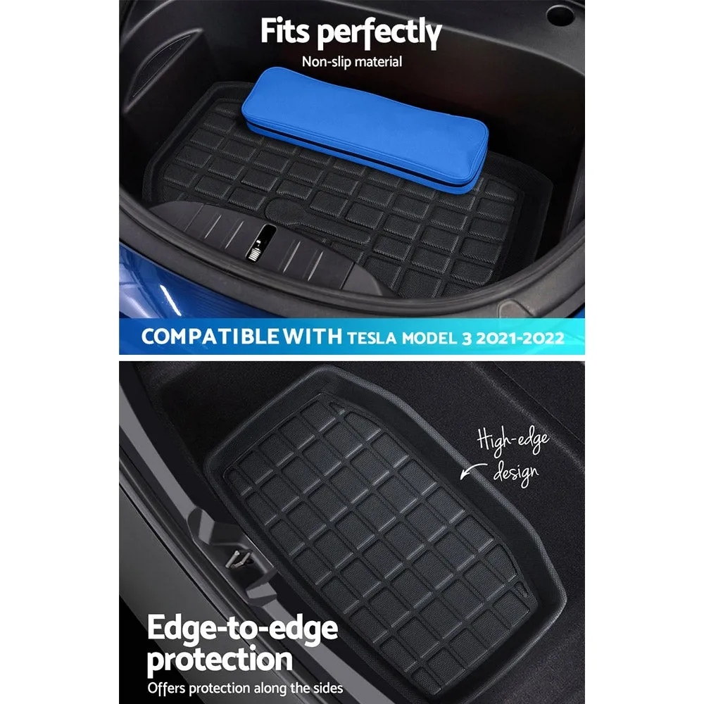 Durable Rubber Cargo Trunk Mats Set for Tesla Model 3