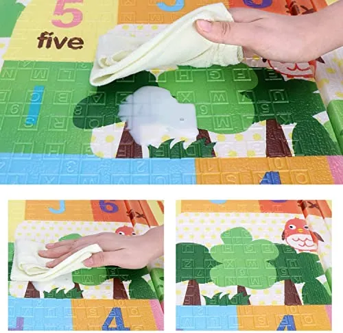 EASY SHOPE Baby Folding Mat Play Foam Crawl Waterproof Portable Kids Baby Toddler,Pack of 1,Multicolor