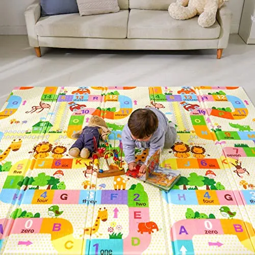 EASY SHOPE Baby Folding Mat Play Foam Crawl Waterproof Portable Kids Baby Toddler,Pack of 1,Multicolor