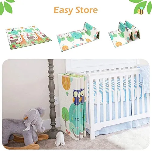 EASY SHOPE Baby Folding Mat Play Foam Crawl Waterproof Portable Kids Baby Toddler,Pack of 1,Multicolor