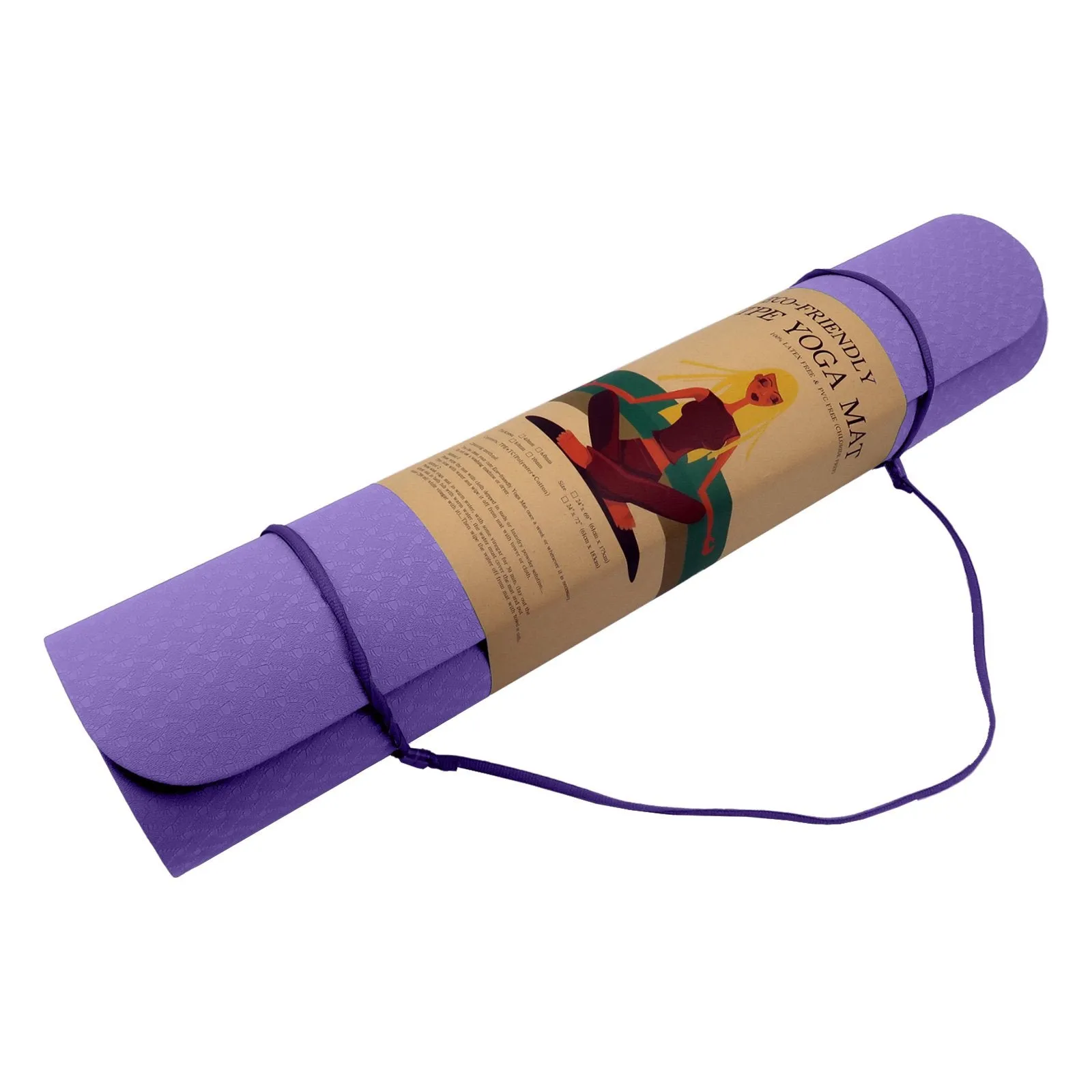 Eco-friendly Non-slip 6mm Yoga Mat w/ Carry Strap - Powertrain