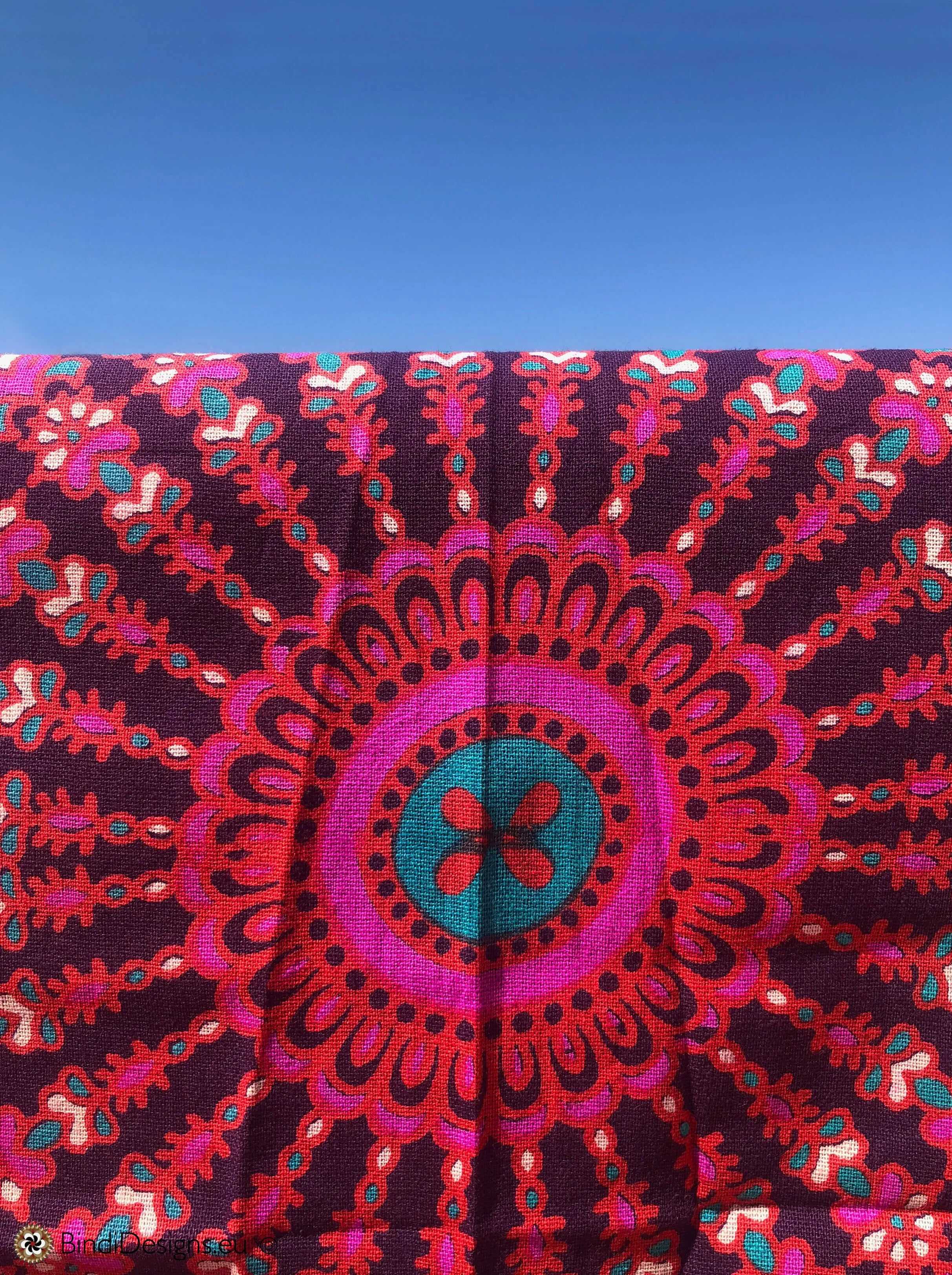 Extra Large Cotton Throw with Purple Mandala Pattern