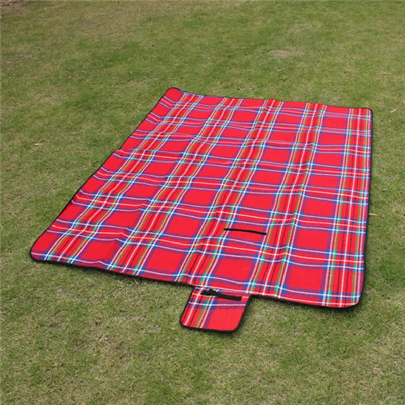 Folding Beach Cushion Spring Outdoor Picnic Lightweigh Waterproof Sleeping Camping Pad Mat Moistureproof Plaid Blanket