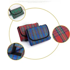 Folding Beach Cushion Spring Outdoor Picnic Lightweigh Waterproof Sleeping Camping Pad Mat Moistureproof Plaid Blanket