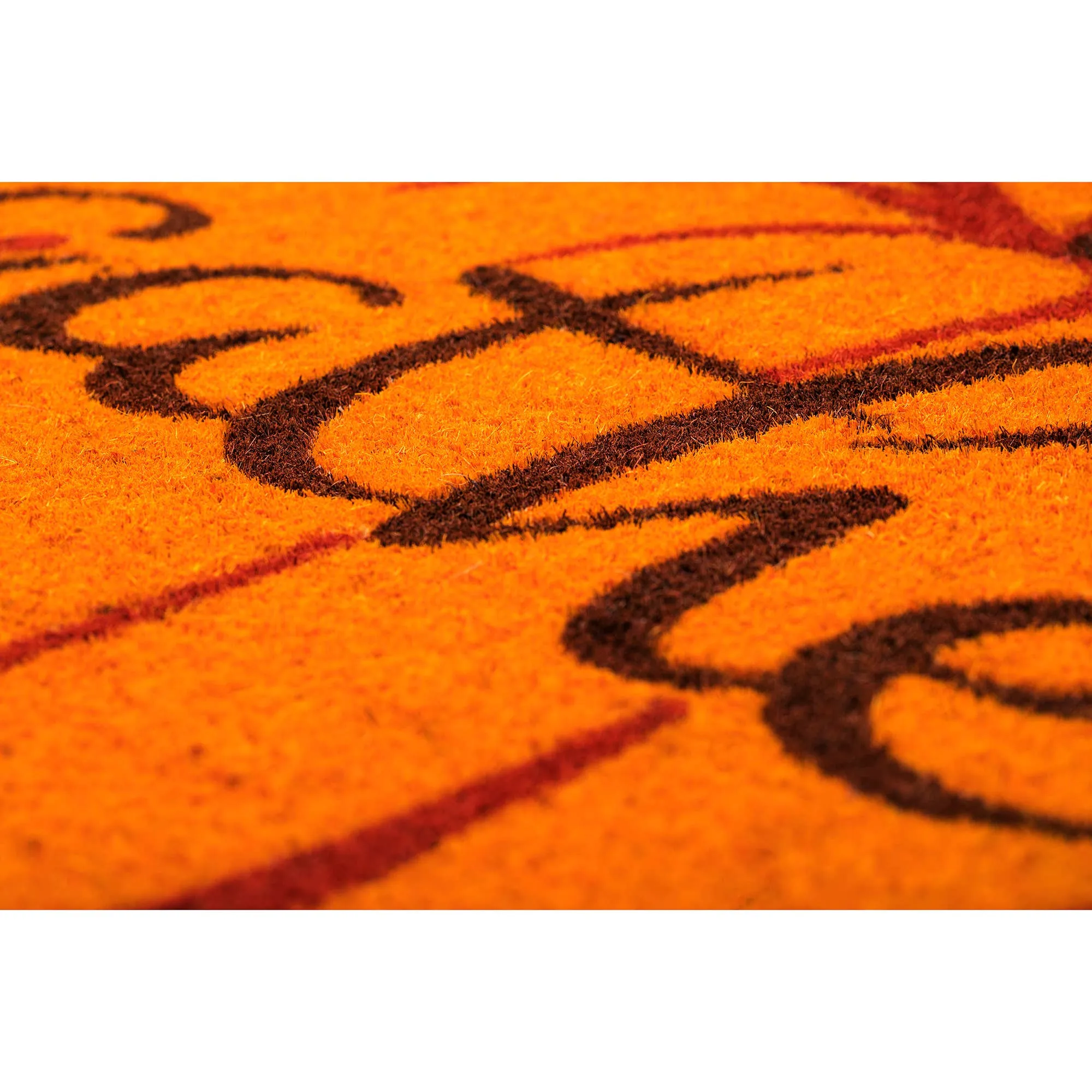 Gather Bright Pumpkin Entry Way Coir Mat, Handmade Welcome Mat