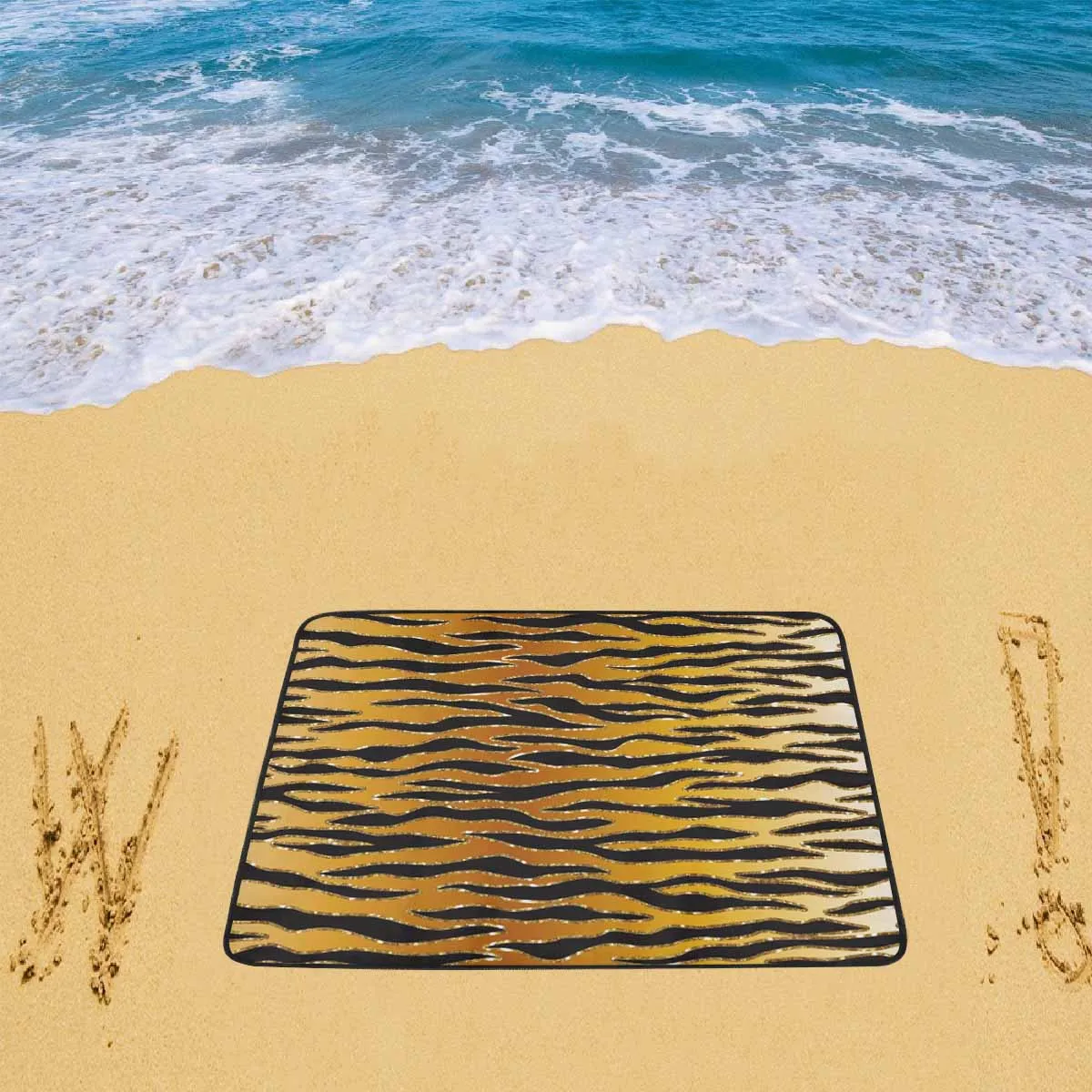 Glitter Look Gold Animal Print  Beach Mats 78"x 60"