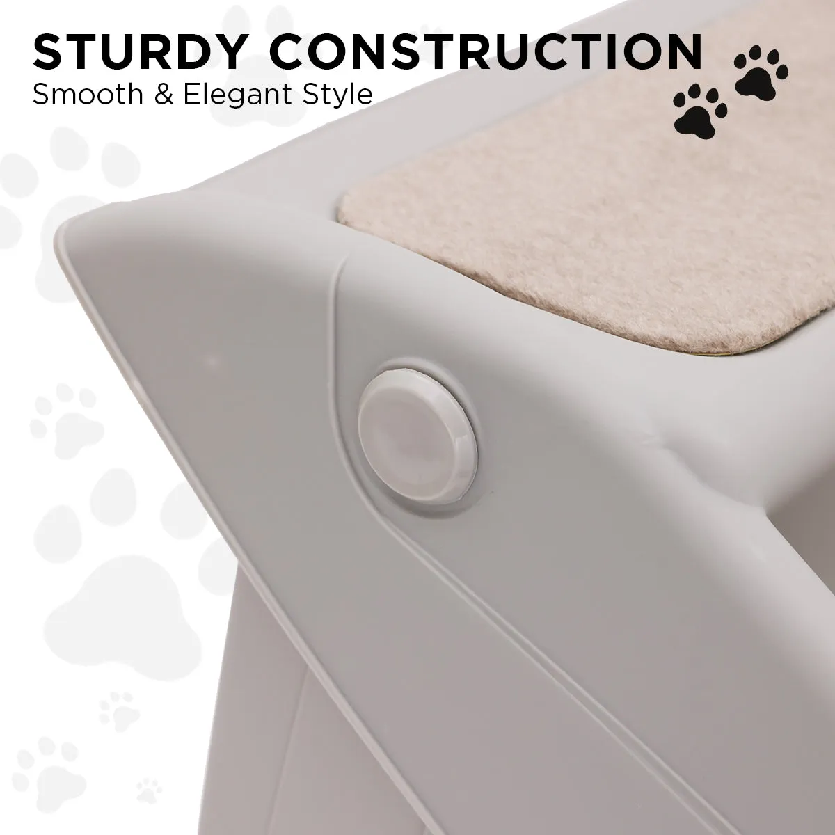 Gray Foldable 50cm Pet Stairs with Non-Slip Mat - Furtastic