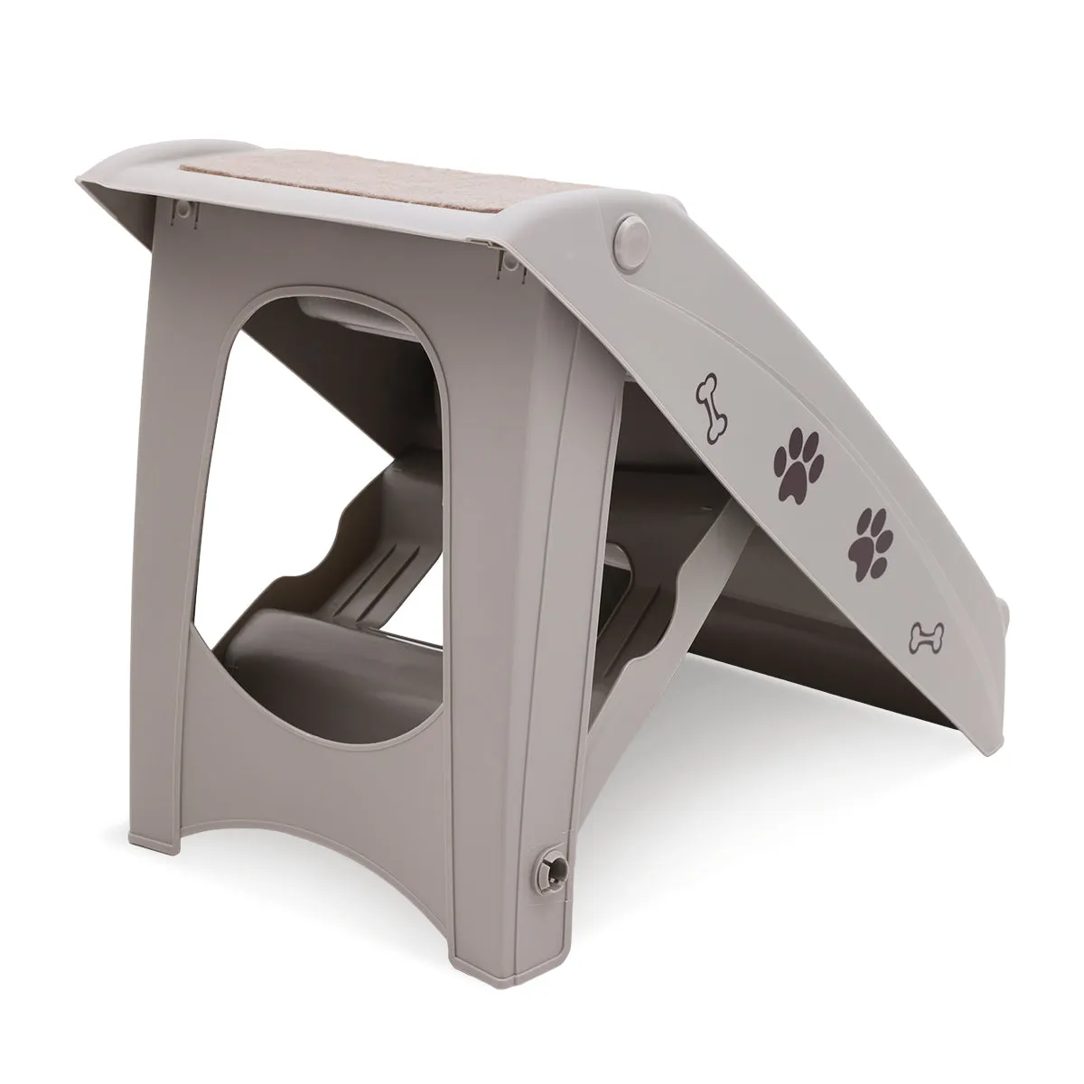 Gray Foldable 50cm Pet Stairs with Non-Slip Mat - Furtastic