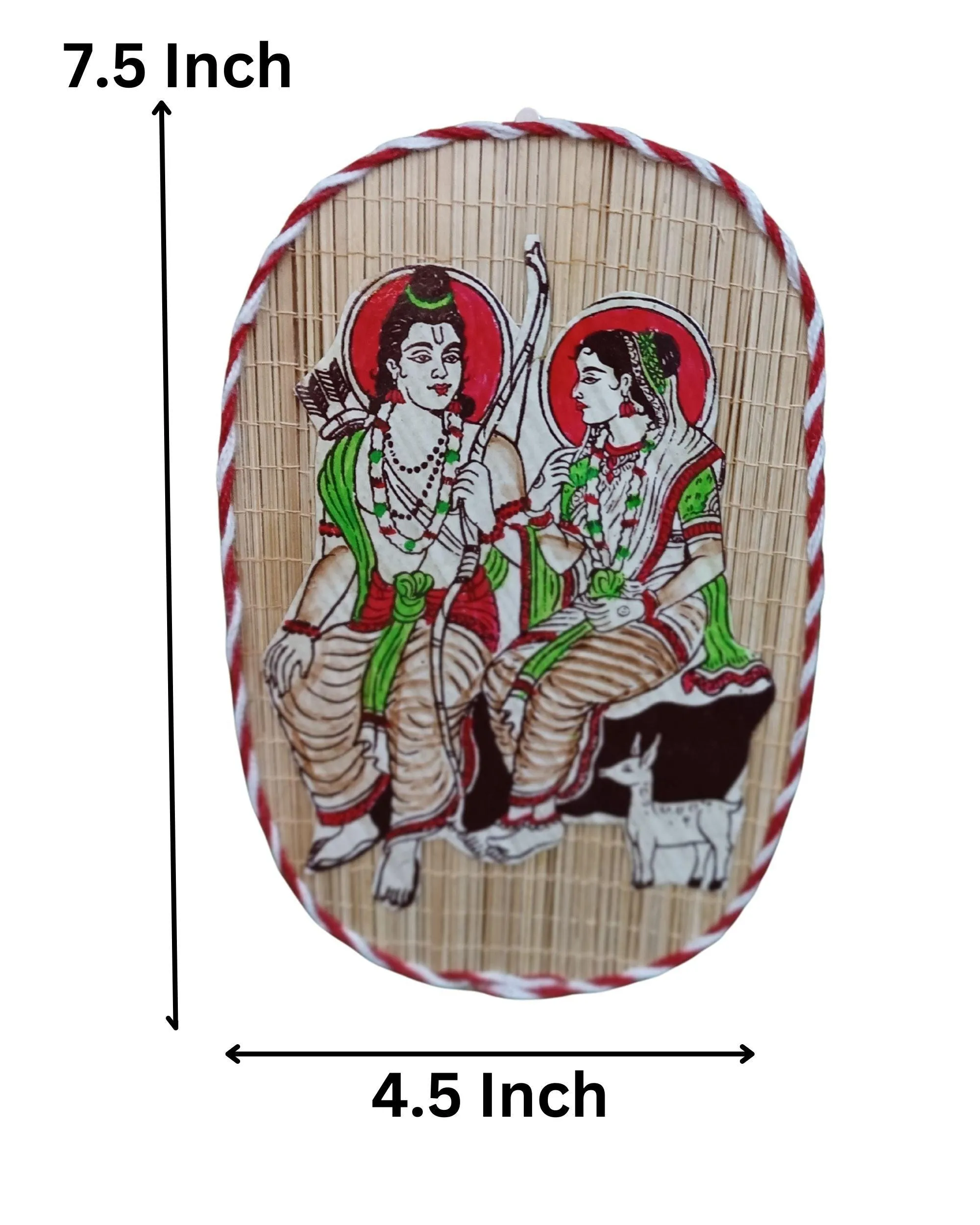 Handicrafte Bamboo Mat Wall Décor 7.5*4.5" (Ram Sita)