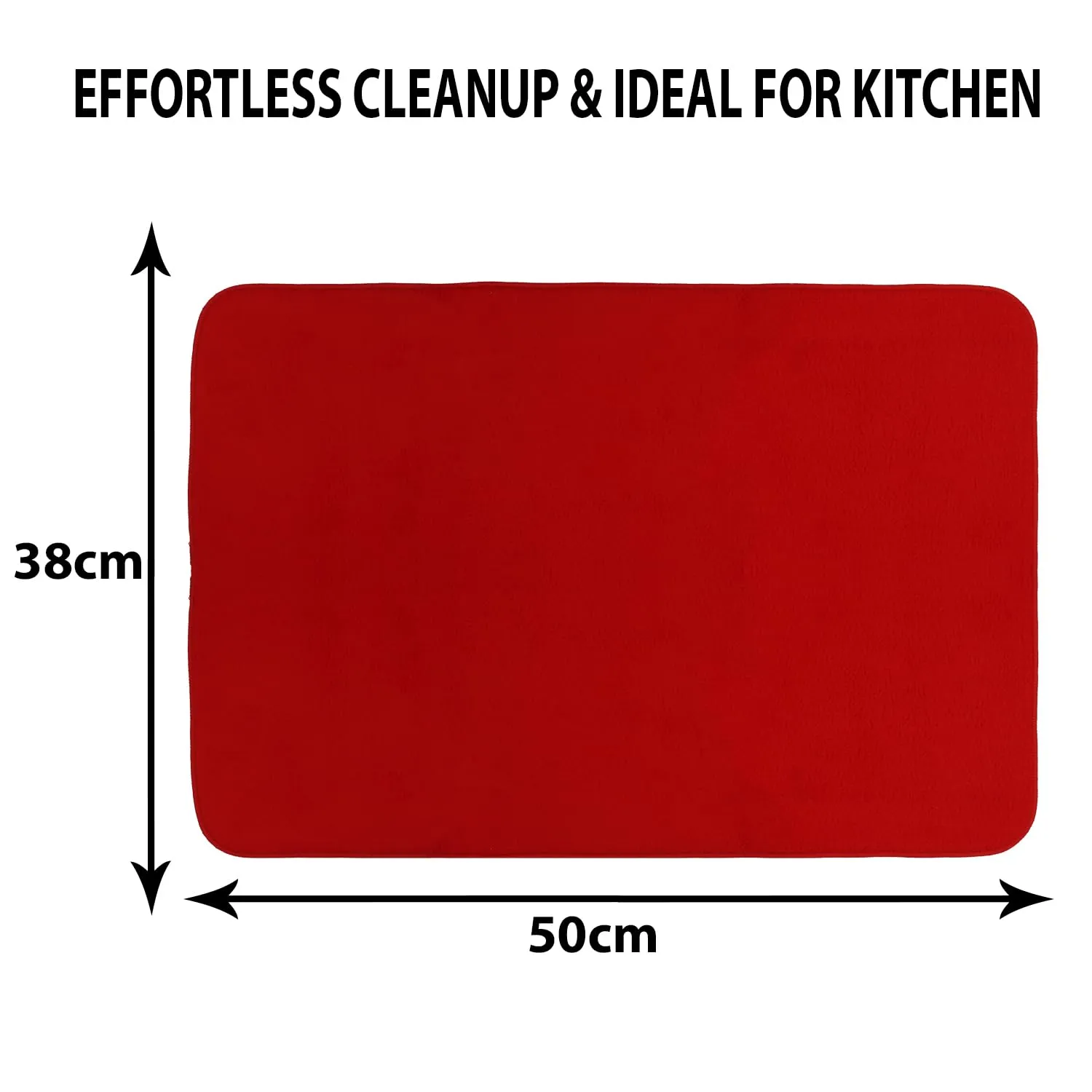 Heart Home Dish Dry Mat | Microfiber Drying Mat | Kitchen Drying Mat | Reversible Mat | Kitchen Absorbent Mat | Dish Dry Mat for Kitchen | 38x50 | Pack of 3 | Red