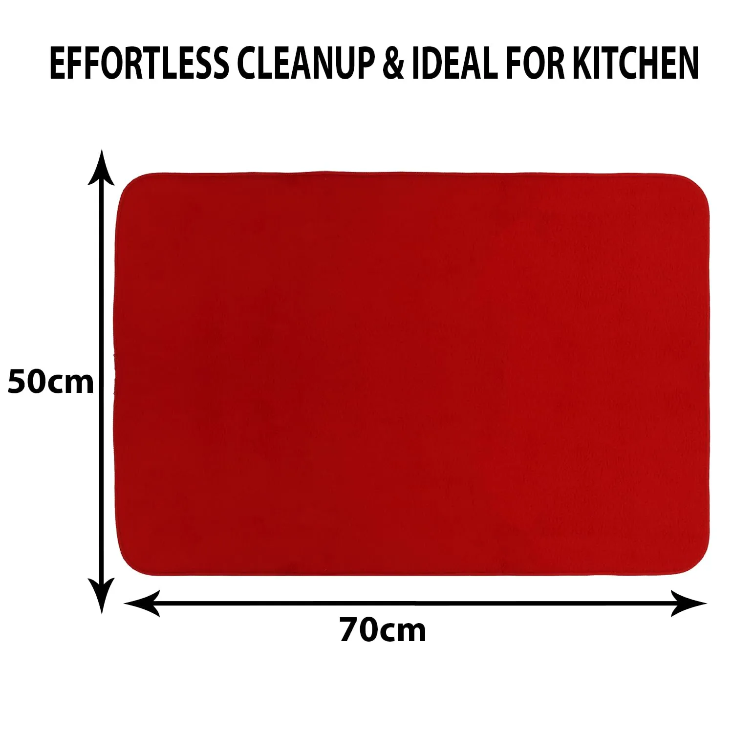 Heart Home Dish Dry Mat | Microfiber Drying Mat | Kitchen Drying Mat | Reversible Mat | Kitchen Absorbent Mat | Dish Dry Mat for Kitchen | 50x70 | Pack of 2 | Red