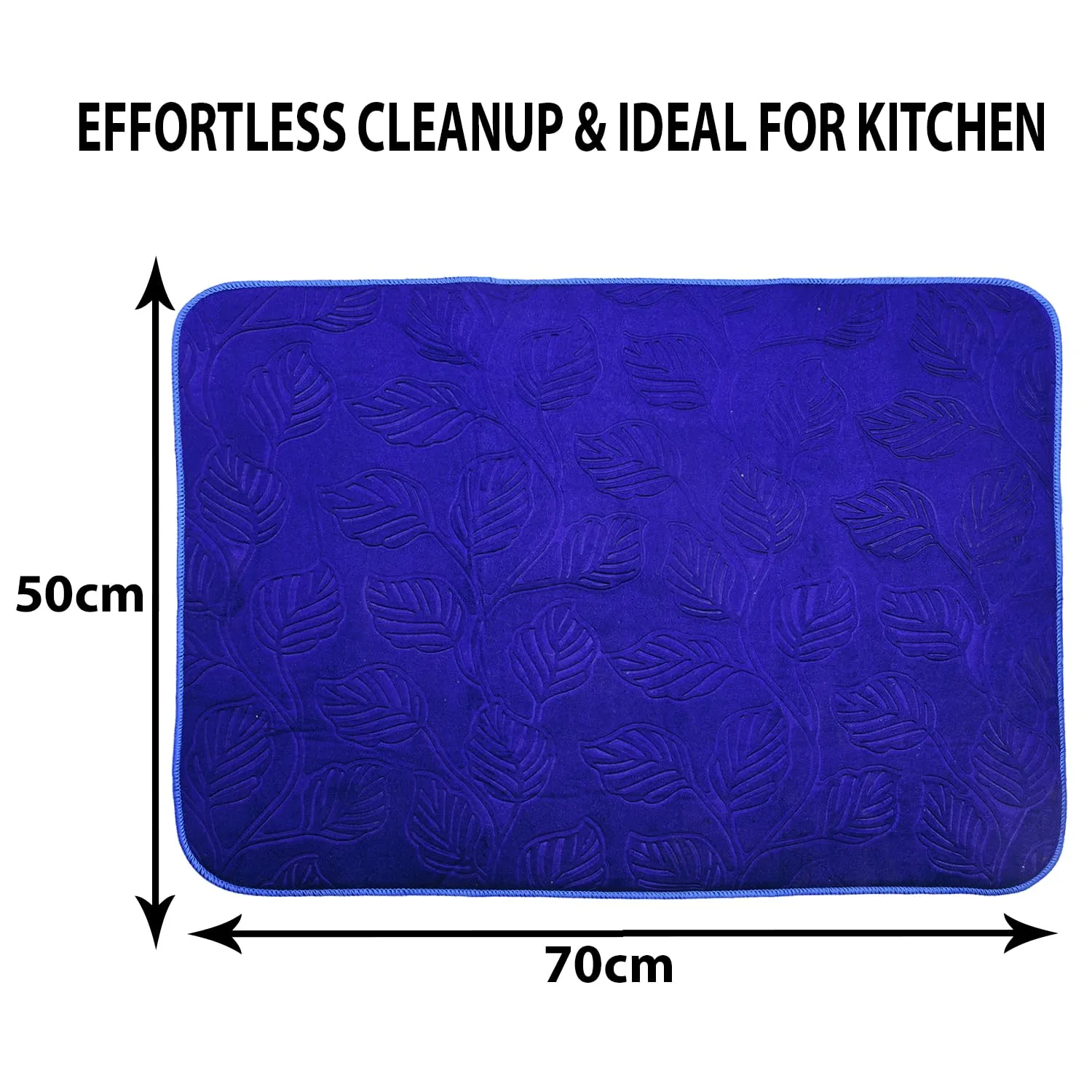 Heart Home Dish Dry Mat | Microfiber Self Drying Mat | Kitchen Drying Mat | Water Absorbent Kitchen Mat | Embossed Dish Dry Mat | 50x70 | Pack of 2 | Brown & Blue