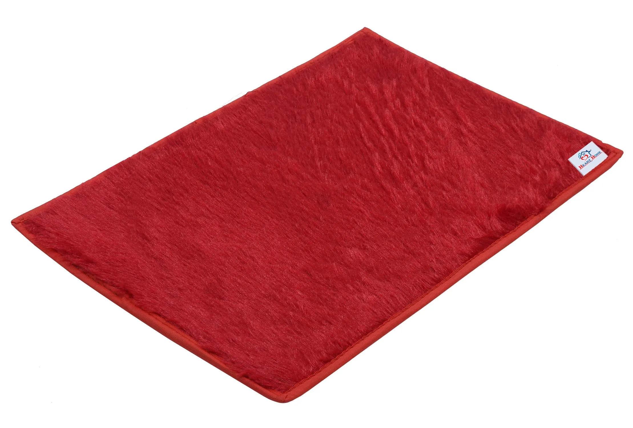 Heart Home Door Mat (Red, Microfiber, 56x37 cm)