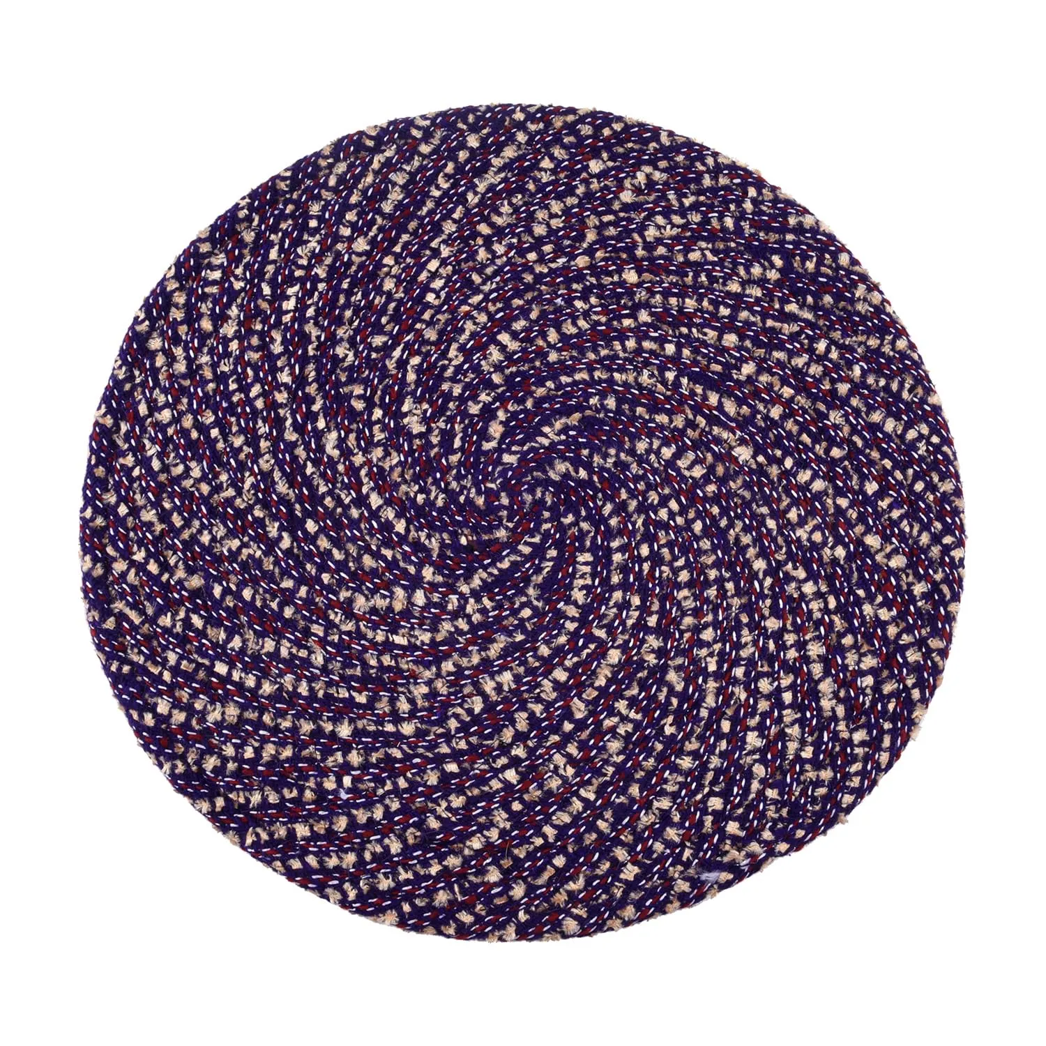 Heart Home Door Mat | Round Shape Feather Door Mat | Cotton Reversible Mat | Door Mat for Kitchen | Door Mat for Home | 16 Inch | Small | Purple