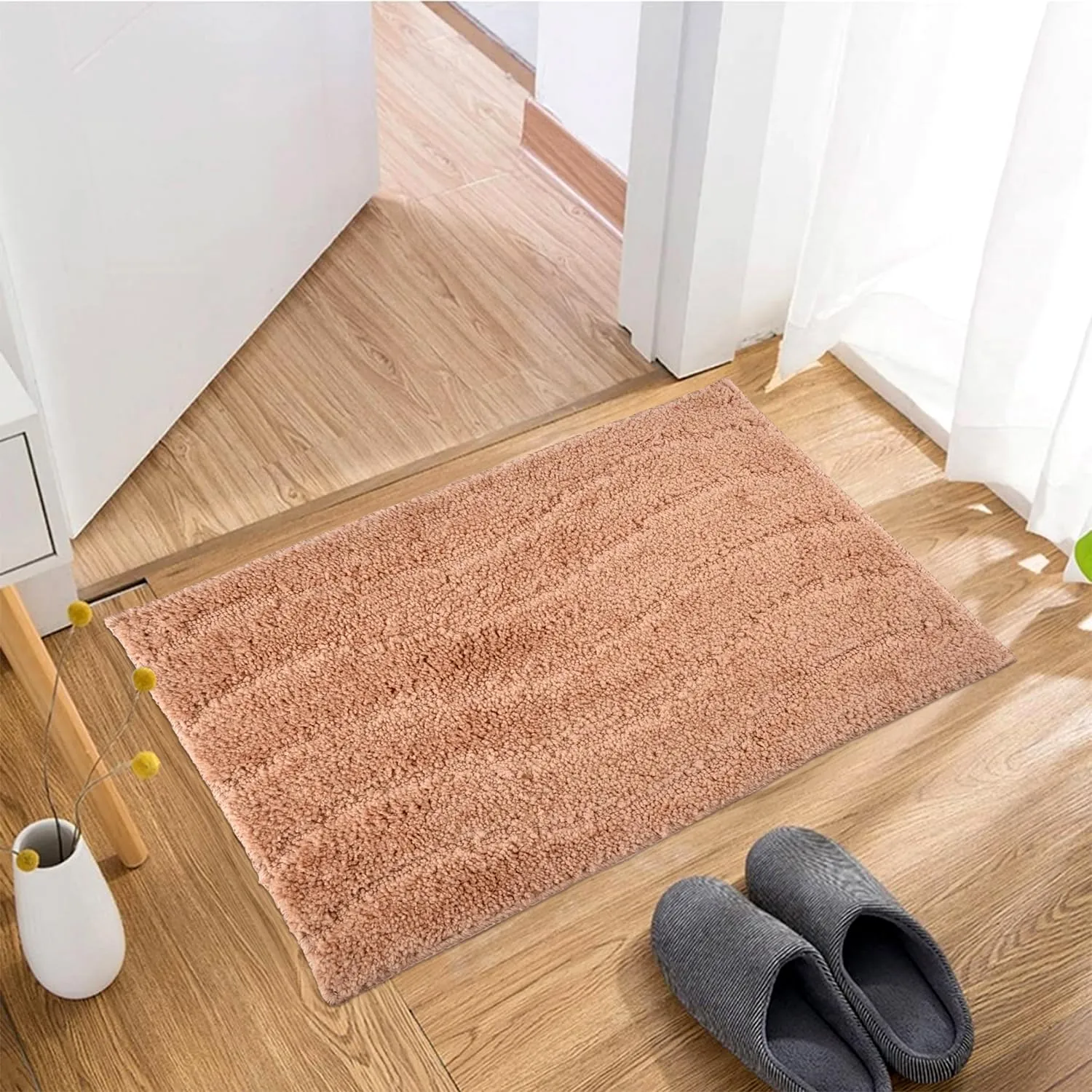 Heart Home Door Mat | Waves Shape Doormat | Velvet Entrance Mat | Entry Doormat | Office Entrance Door Mat | Door Mat for Home | Door Mat for Living | Light Brown