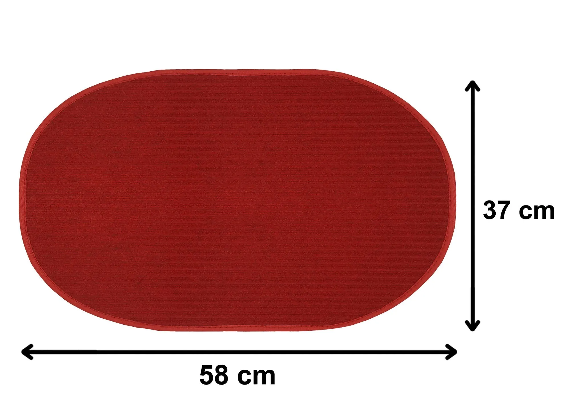 Heart Home Oval Shape Durable Microfiber Door Mat, Heavy Duty Doormat, Indoor Outdoor, Easy Clean, Waterproof, Low-Profile Mats for Entry, Patio, Garage (14'' x 23'', Red)-HEART12061, Standard