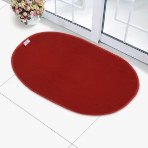 Heart Home Oval Shape Durable Microfiber Door Mat, Heavy Duty Doormat, Indoor Outdoor, Easy Clean, Waterproof, Low-Profile Mats for Entry, Patio, Garage (14'' x 23'', Red)-HEART12061, Standard