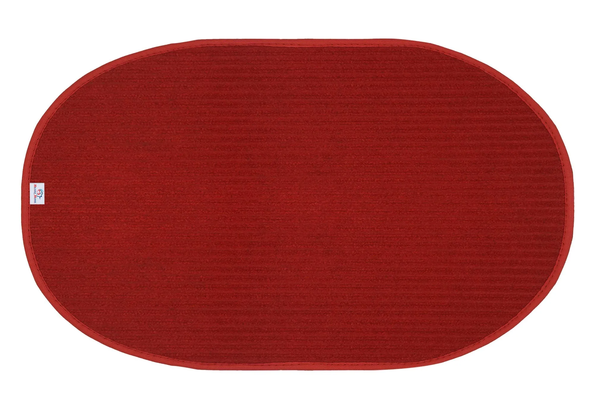 Heart Home Oval Shape Durable Microfiber Door Mat, Heavy Duty Doormat, Indoor Outdoor, Easy Clean, Waterproof, Low-Profile Mats for Entry, Patio, Garage (14'' x 23'', Red)-HEART12061, Standard