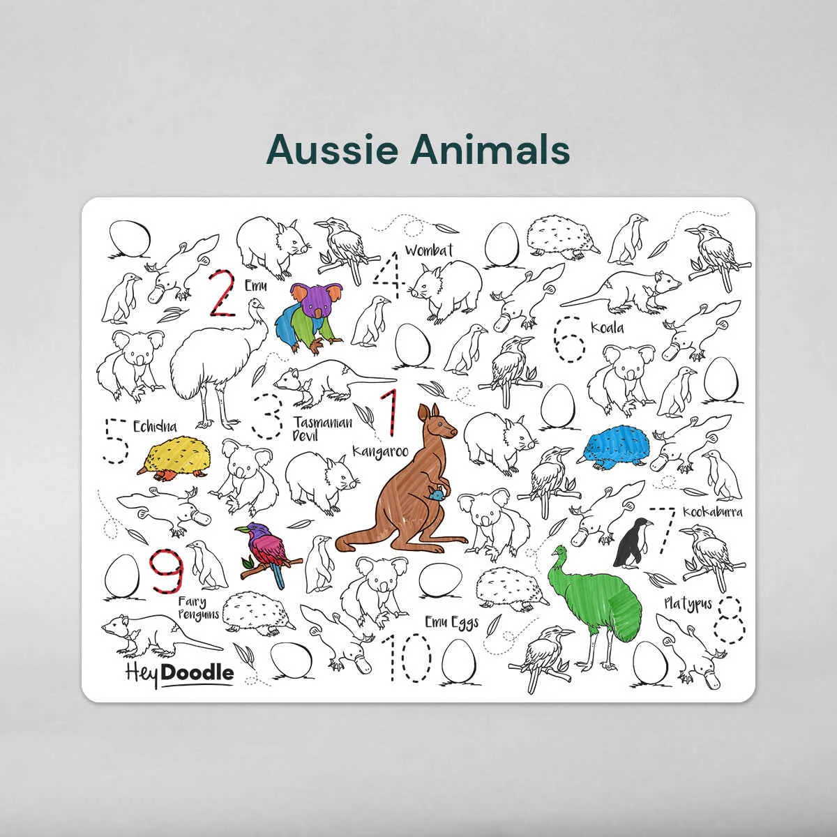 HeyDoodle Aussie Animals Mat Large