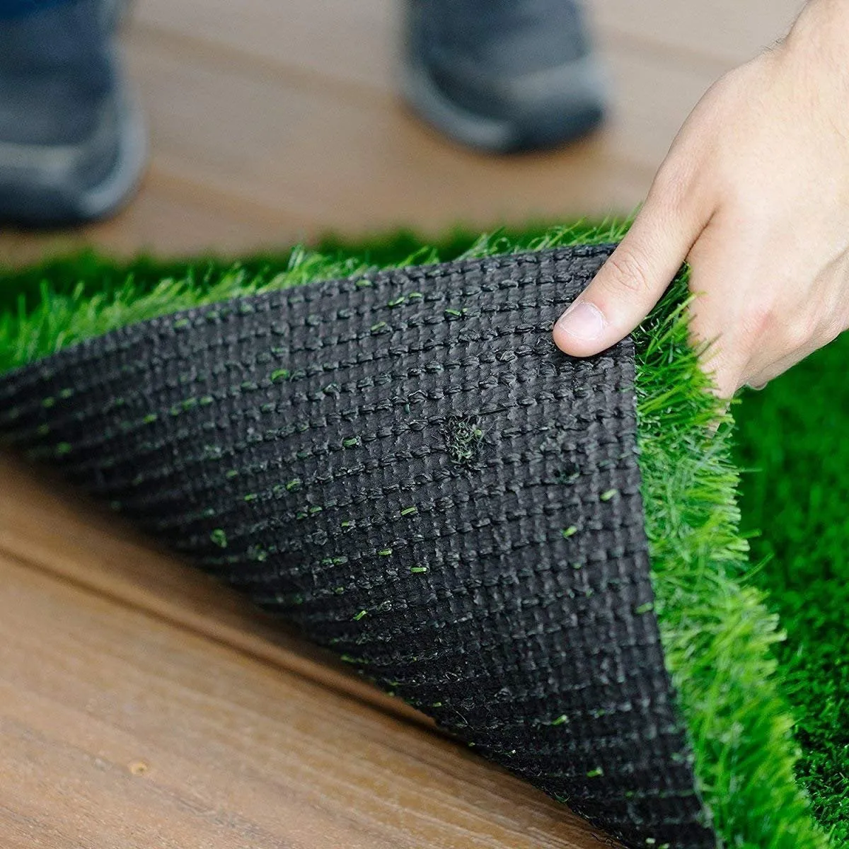 Kuber Industries Arificial Grass for Floor, Soft and Durable Plastic Natural Landscape Garden Plastic Door Mat, Artificial Grass Large Size(100 cm x 60 cm x 1.5 cm) Grassmat12, (Model: Grass12), Green