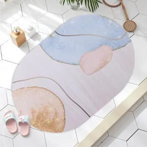 Kuber Industries Bath Mat | PVC Bathroom Mat | Shower Bath Mat | Floor Tub Mat | Diatom Mud Oval Mat | Anti-Skid Shower Bathroom Mat | CF-220813 | Multi